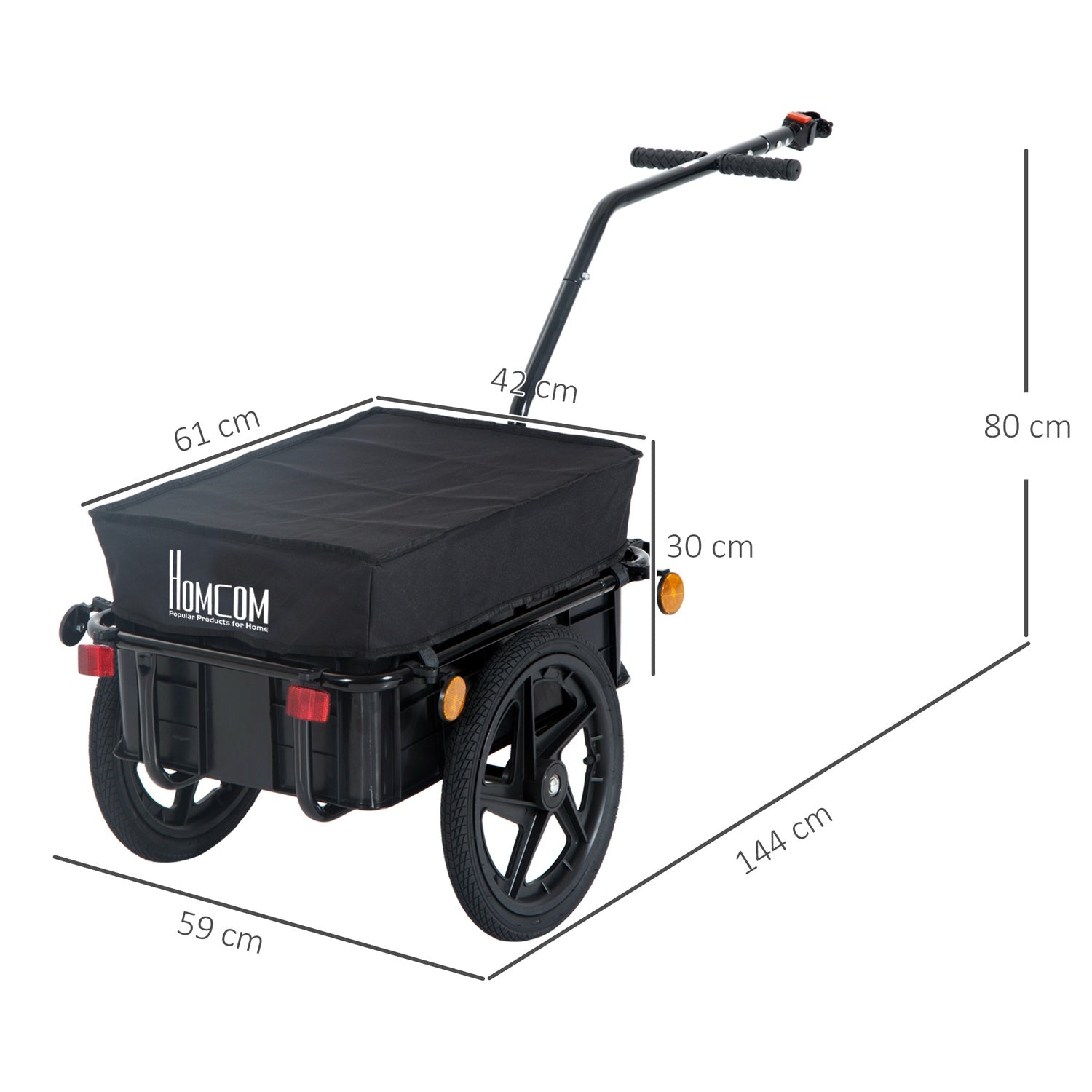 Cykellastvagn, 40 kg kapacitet, stål & Oxford-tyg