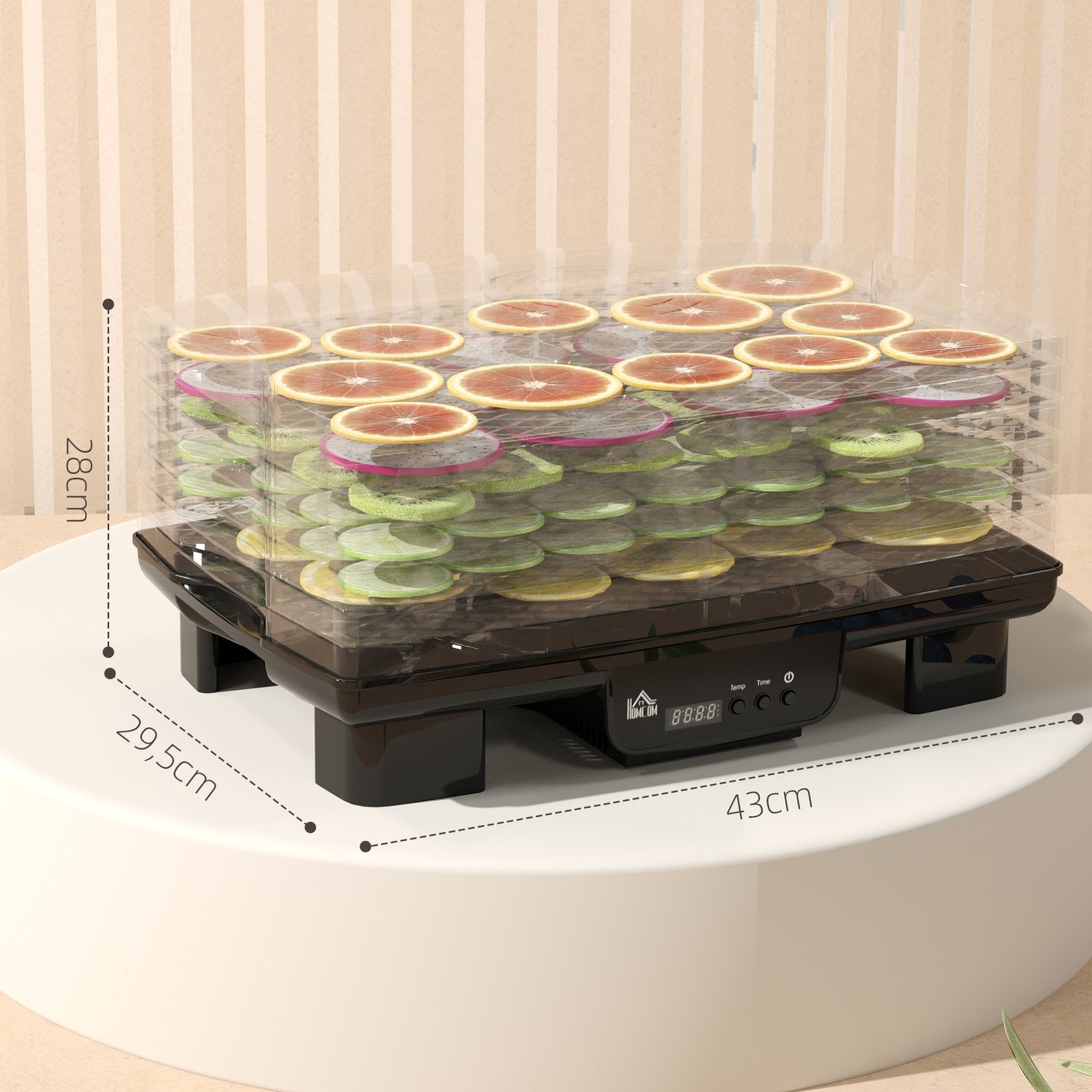 Dehydrator, 550W, 6-fack justerbart ställ, 40-70°C timer