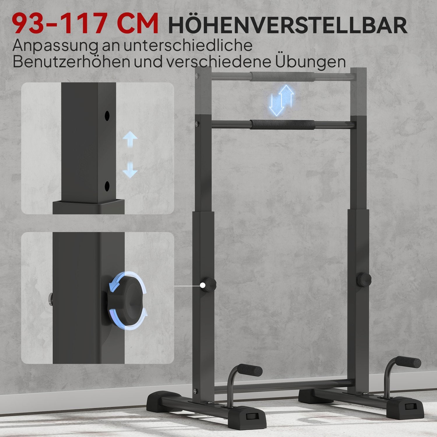 Dip Station – 540 kg kapacitet, justerbar höjd Fitness Bars