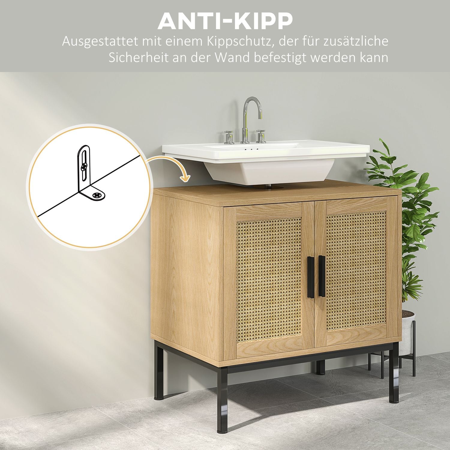 Handfat underdel, Rottinglook, Ek, 60x39x60 cm