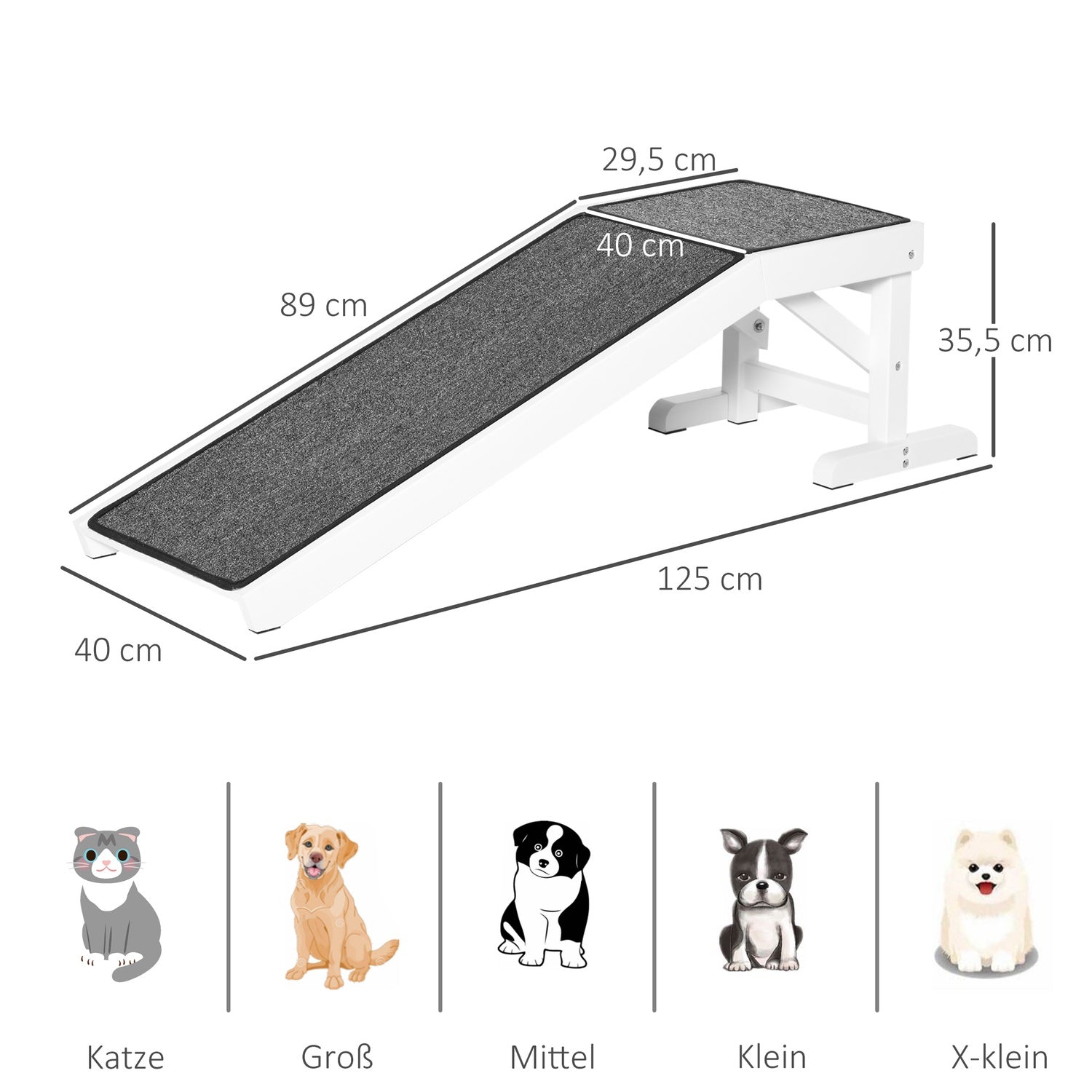 Hundramp med halkfri matta, furu, 30 kg kapacitet