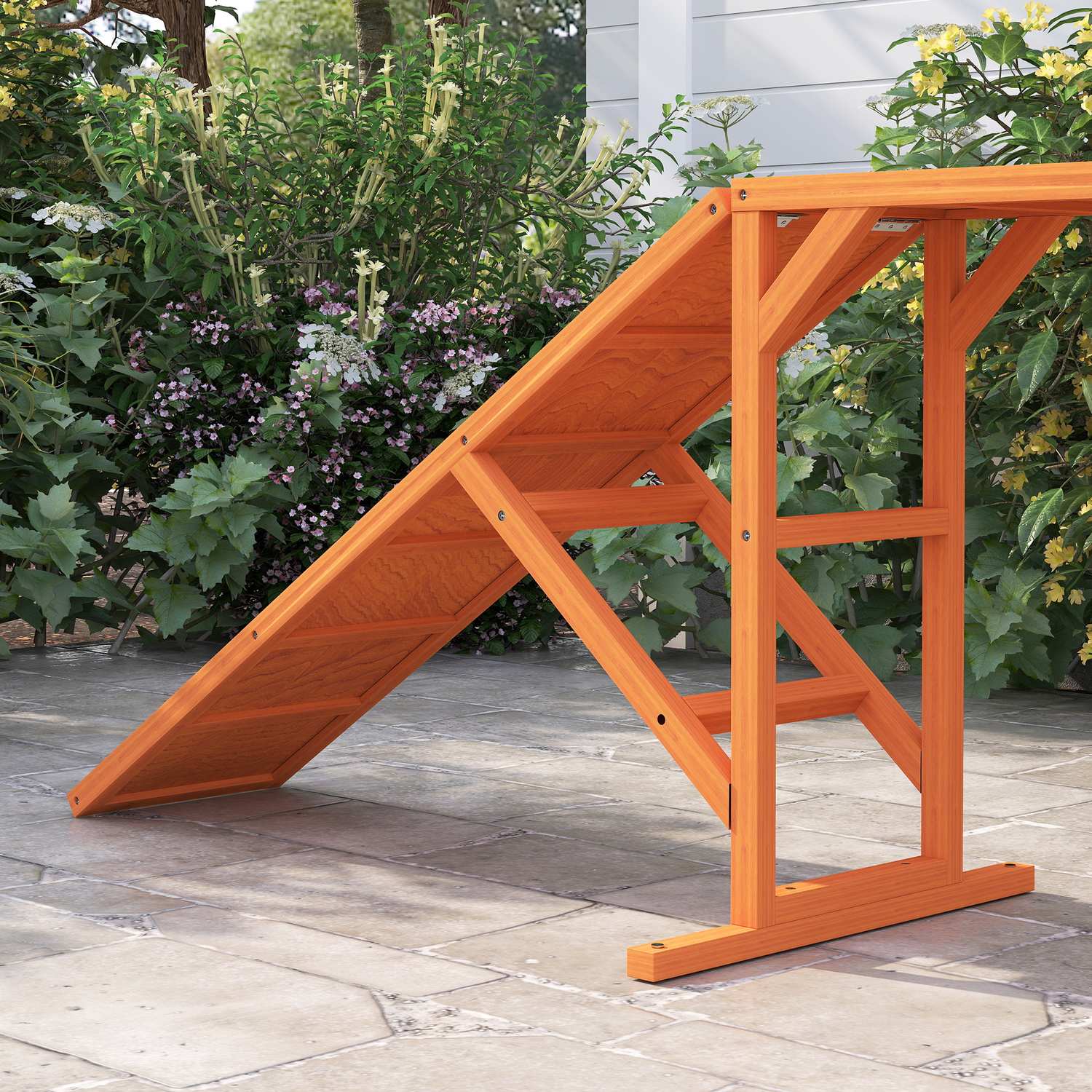 Dog Agility Bridge med Safety Bar, Halkfri, 325 cm, Orange