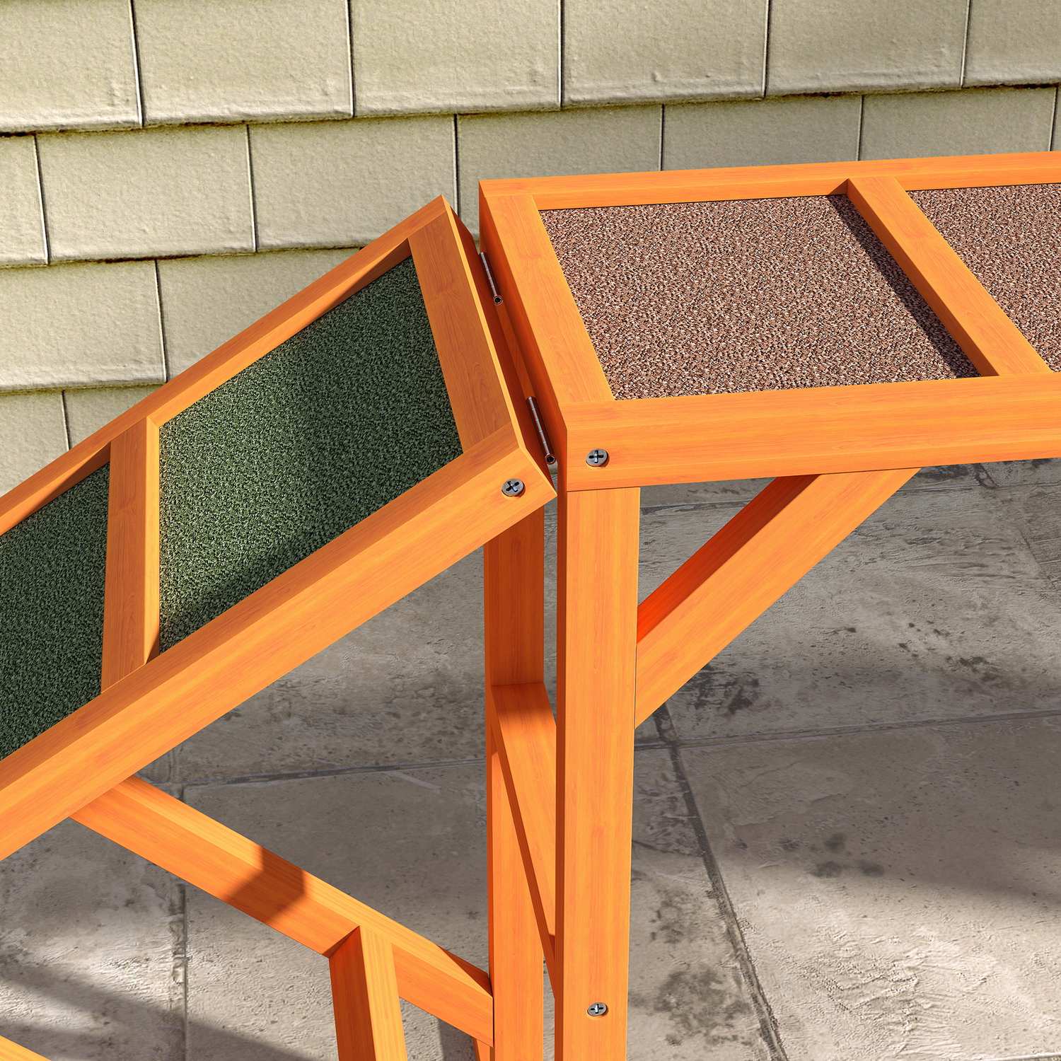 Dog Agility Bridge med Safety Bar, Halkfri, 325 cm, Orange