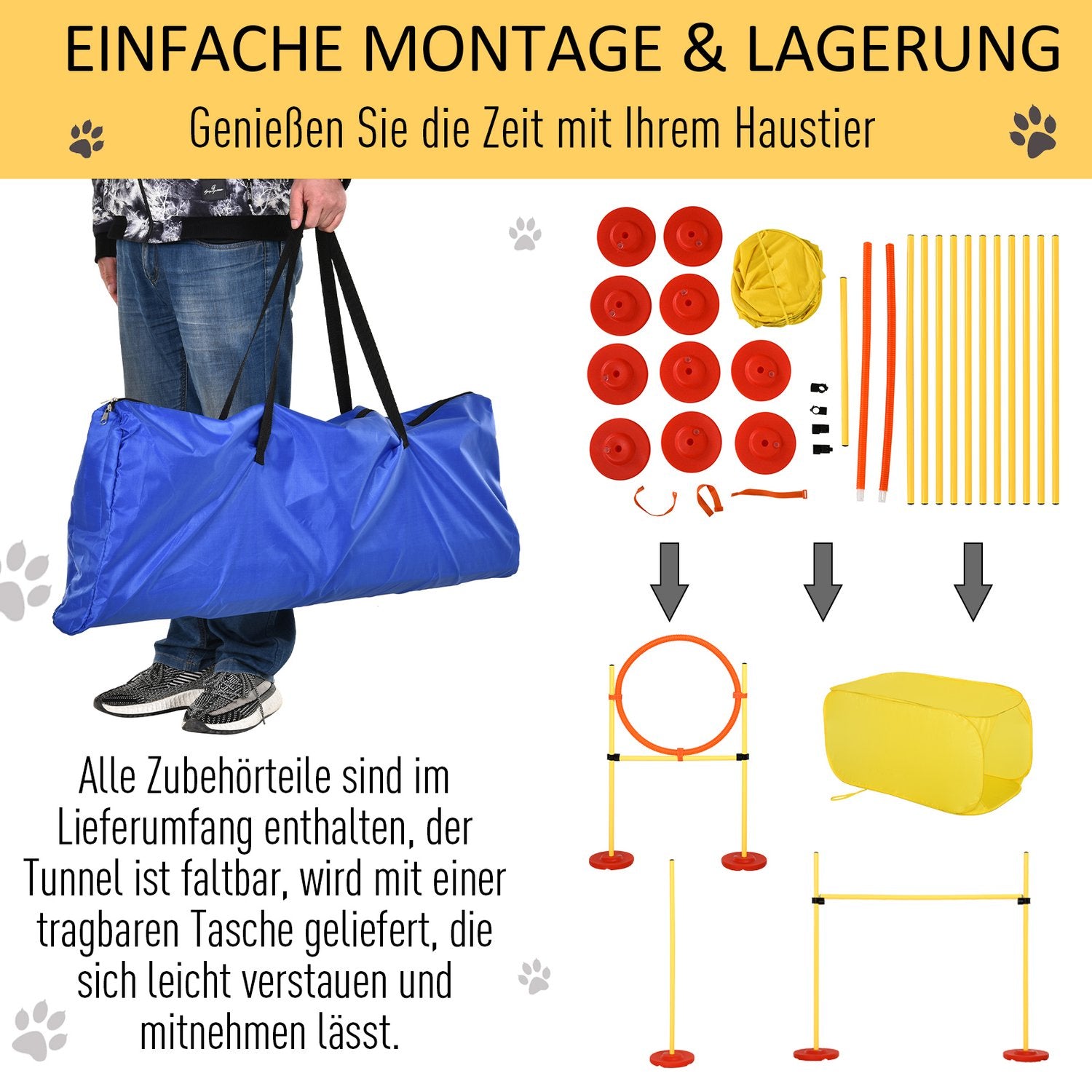 Dog Agility Hinderbana – Justerbart gult häckset