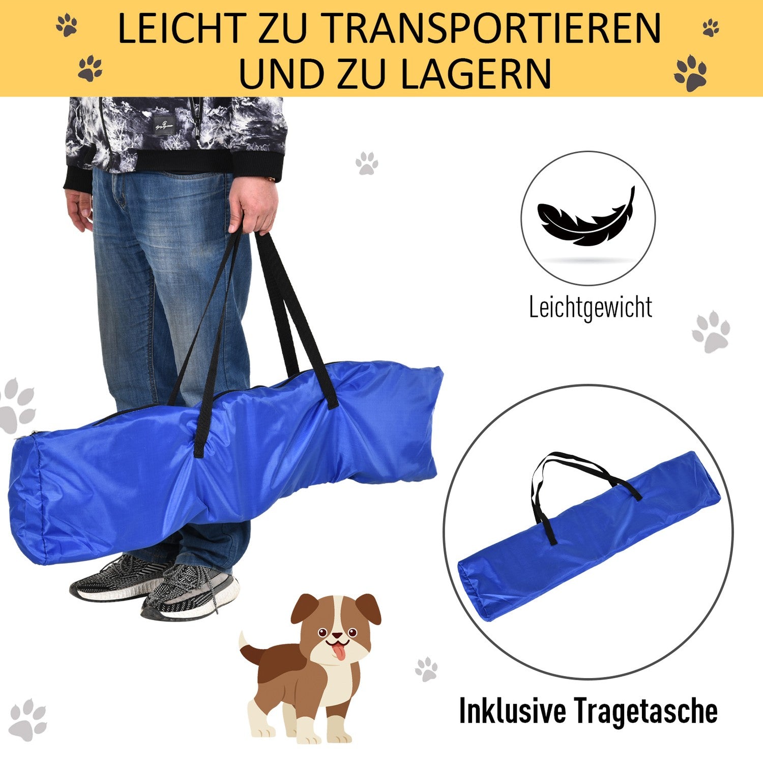 Dog Agility häckset, 3-i-1 träning, bärbar, gul