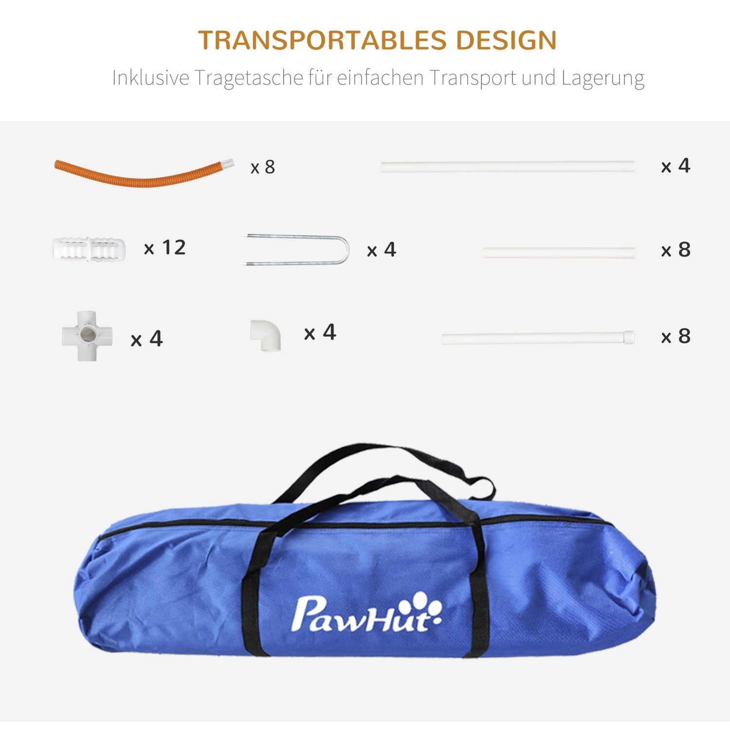 Dog Agility Set med slalomstavar, bärbar bärväska