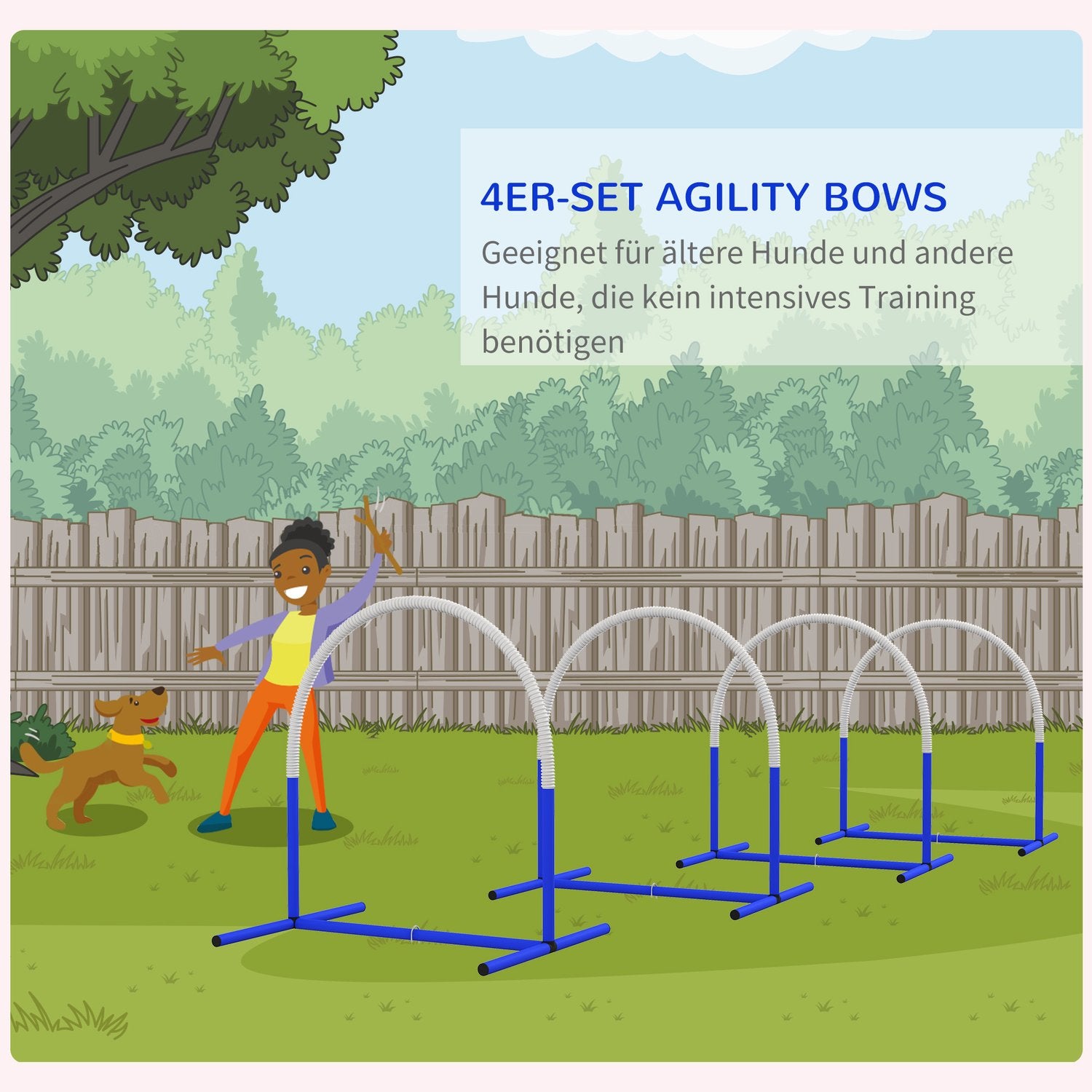 Dog Agility Set med 4 stolpar och väska, bärbar och hållbar