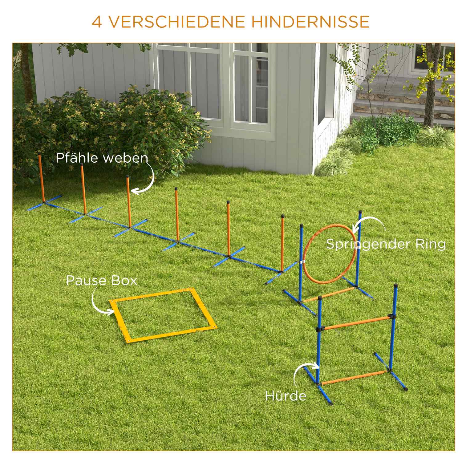 Dog Agility Set – Justerbar häck & hoppring, 4-delad