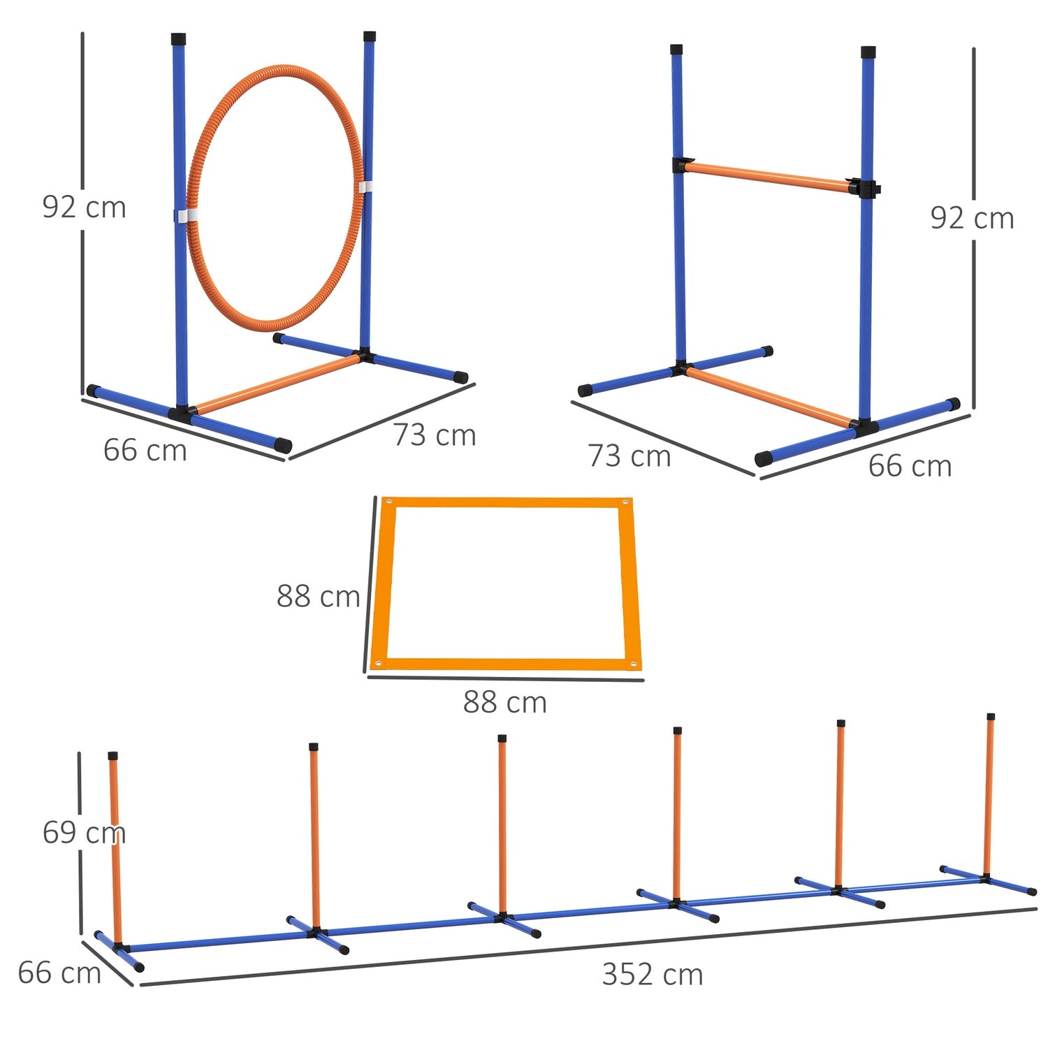 Dog Agility Set – Justerbar häck & hoppring, 4-delad