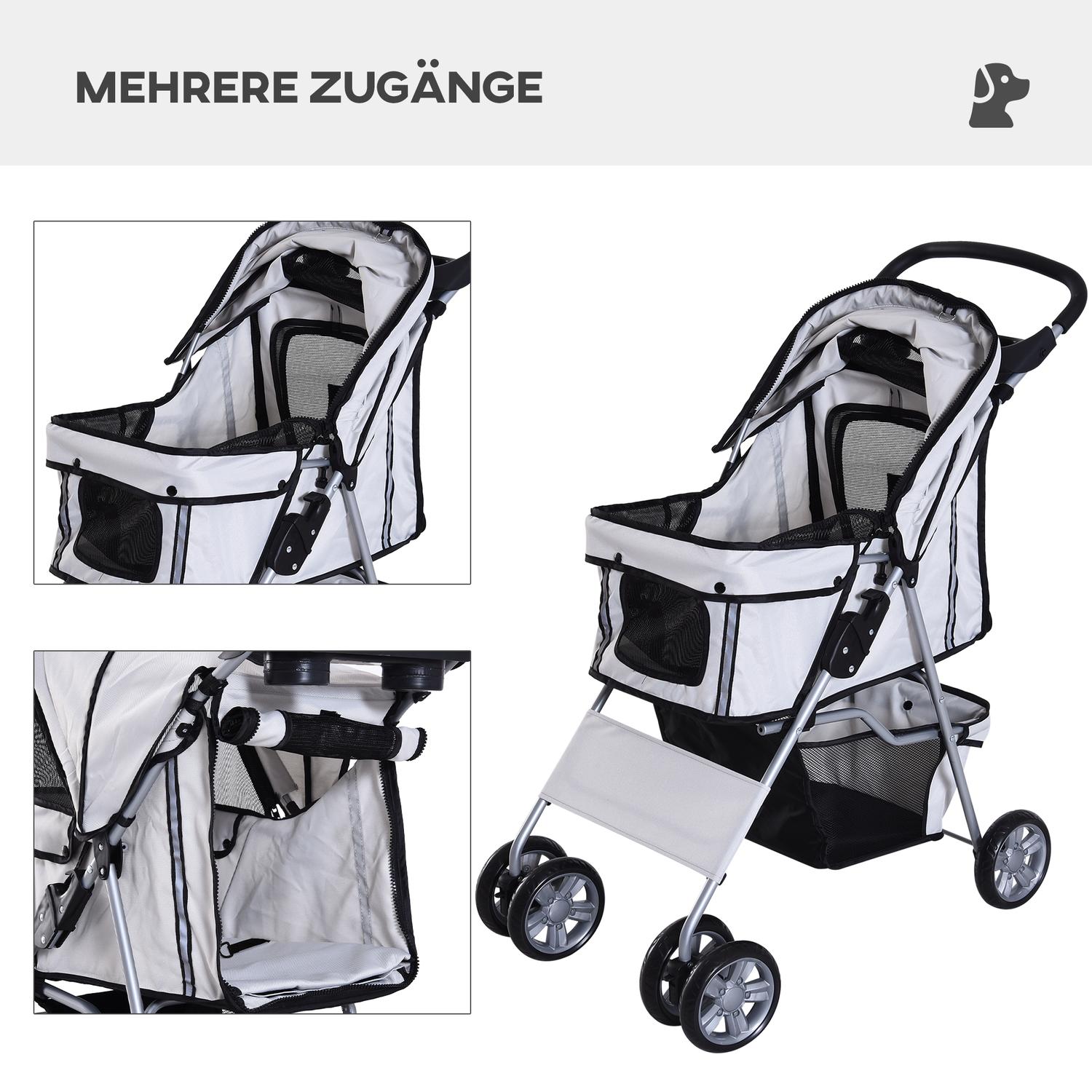 Dog Buggy Silver – Lätt, hopfällbar, husdjursvagn