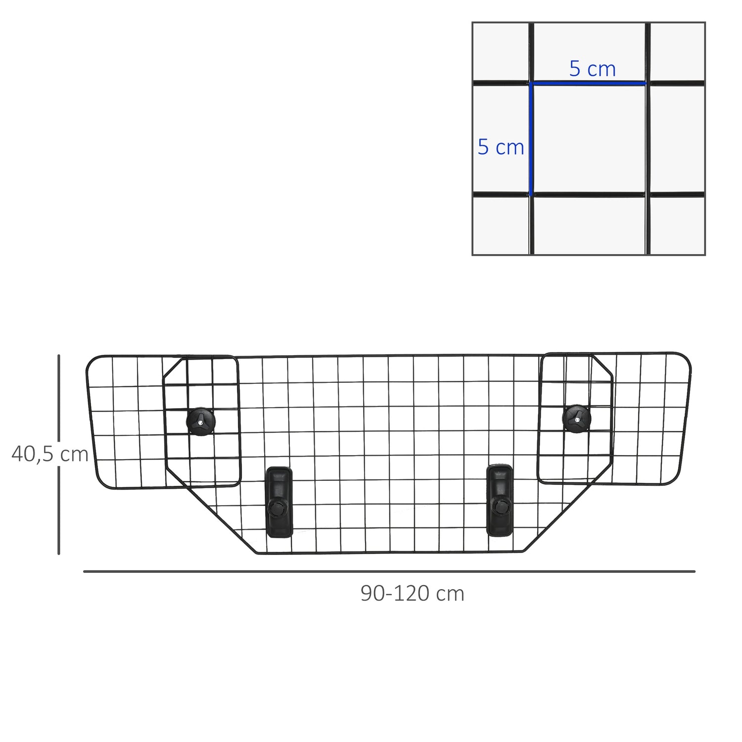 Justerbar hundbarriär för bilkänga, metall, svart, 90-120x40,5 cm