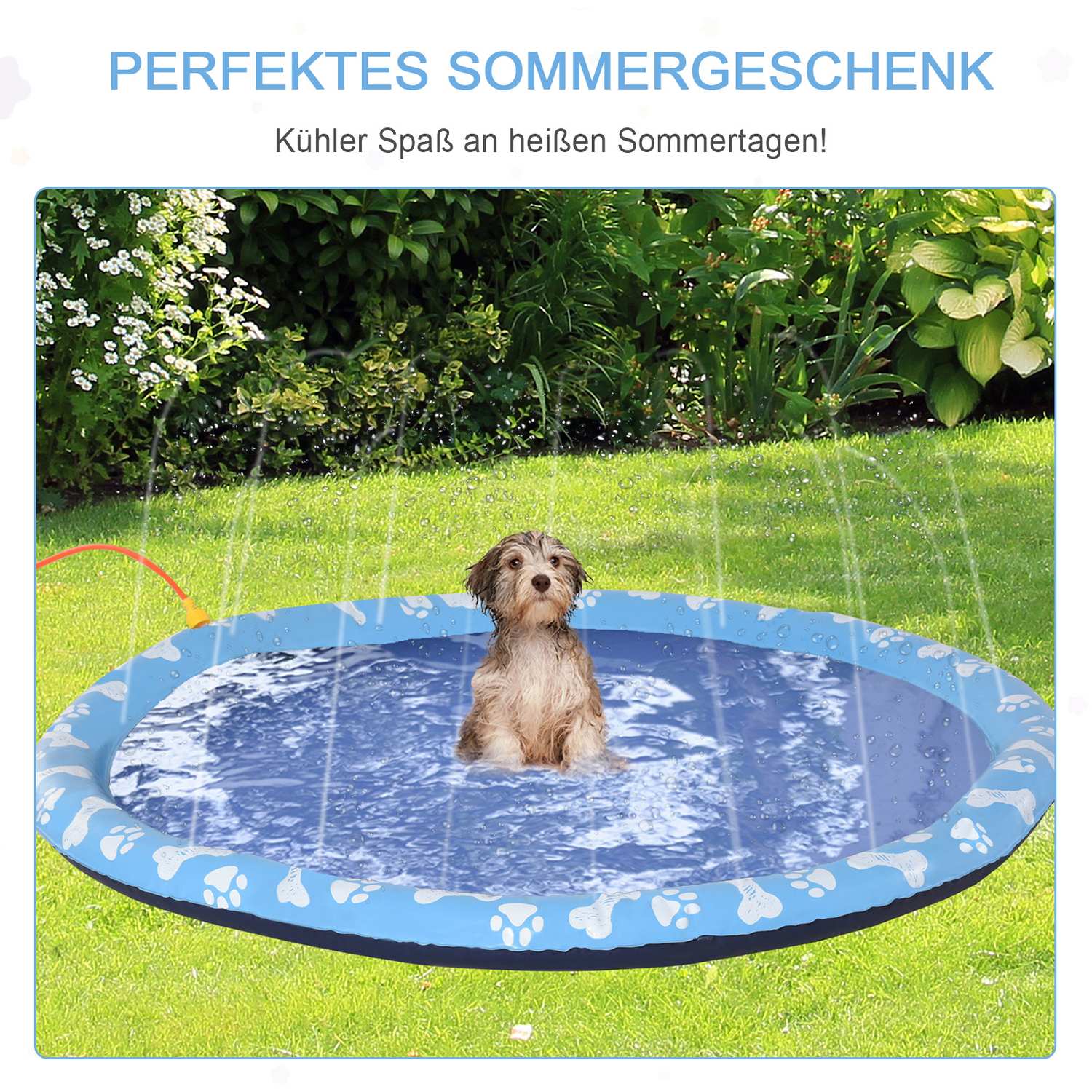 Dog Splash Sprinkler Pad, 170cm Anti-Slip PVC Mat