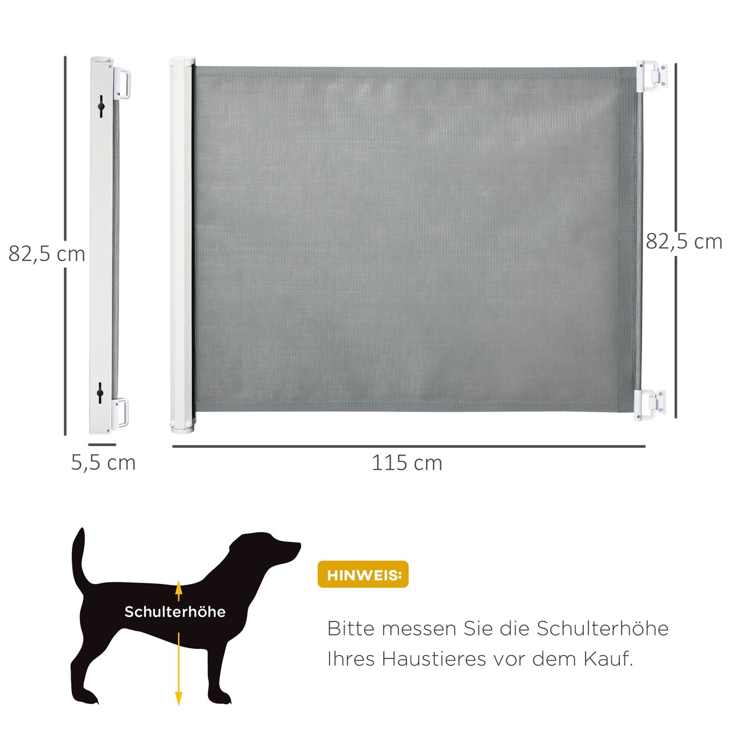 Utdragbar dörrsäkerhetsgrind för hundar, 115x82,5cm Barriär