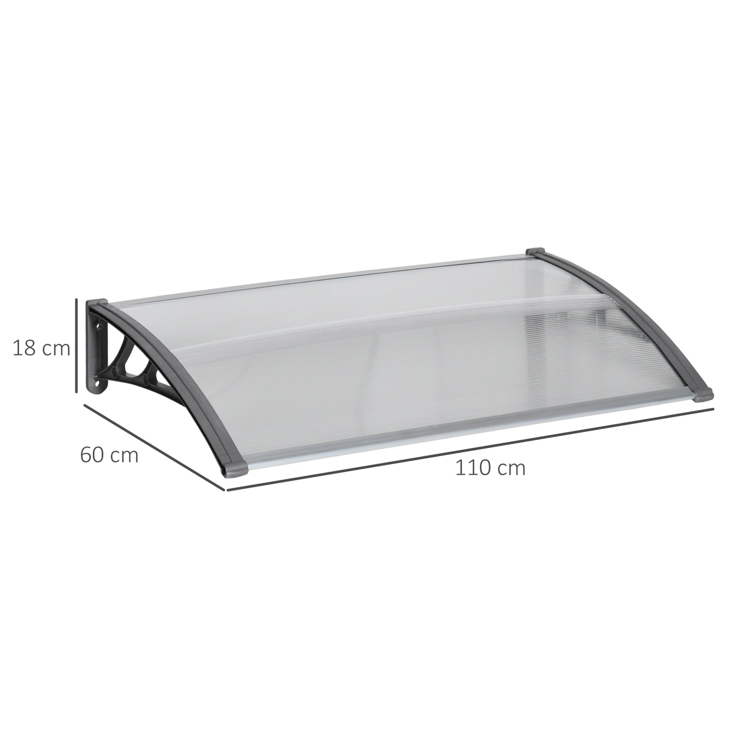 Dörrkapell – polykarbonat, aluminium, 110x60 cm, grå