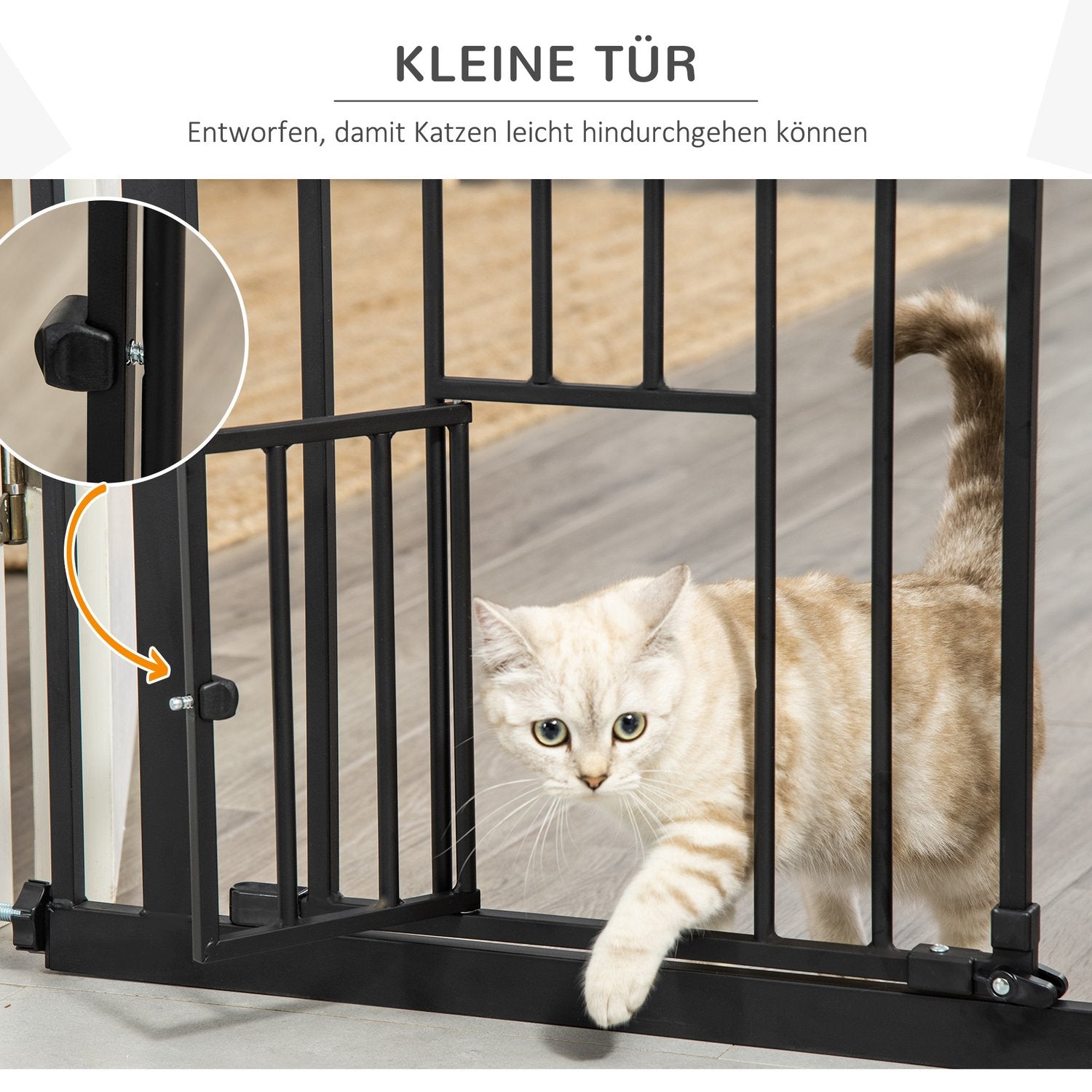 Justerbar hundgrind med autolås | 74-80x104cm, No-Drill, Svart