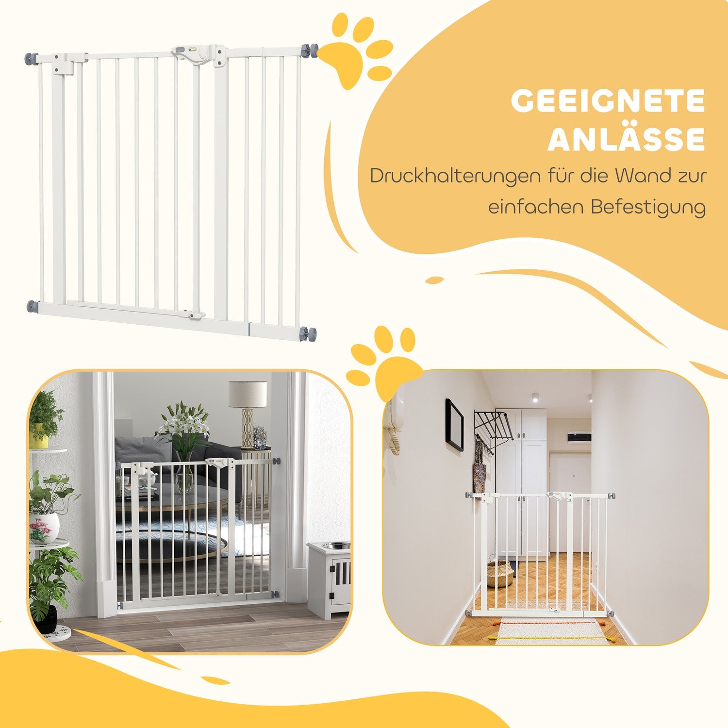 Dog Safety Gate – Expanderbar metall, No-Drill, 74-94 cm