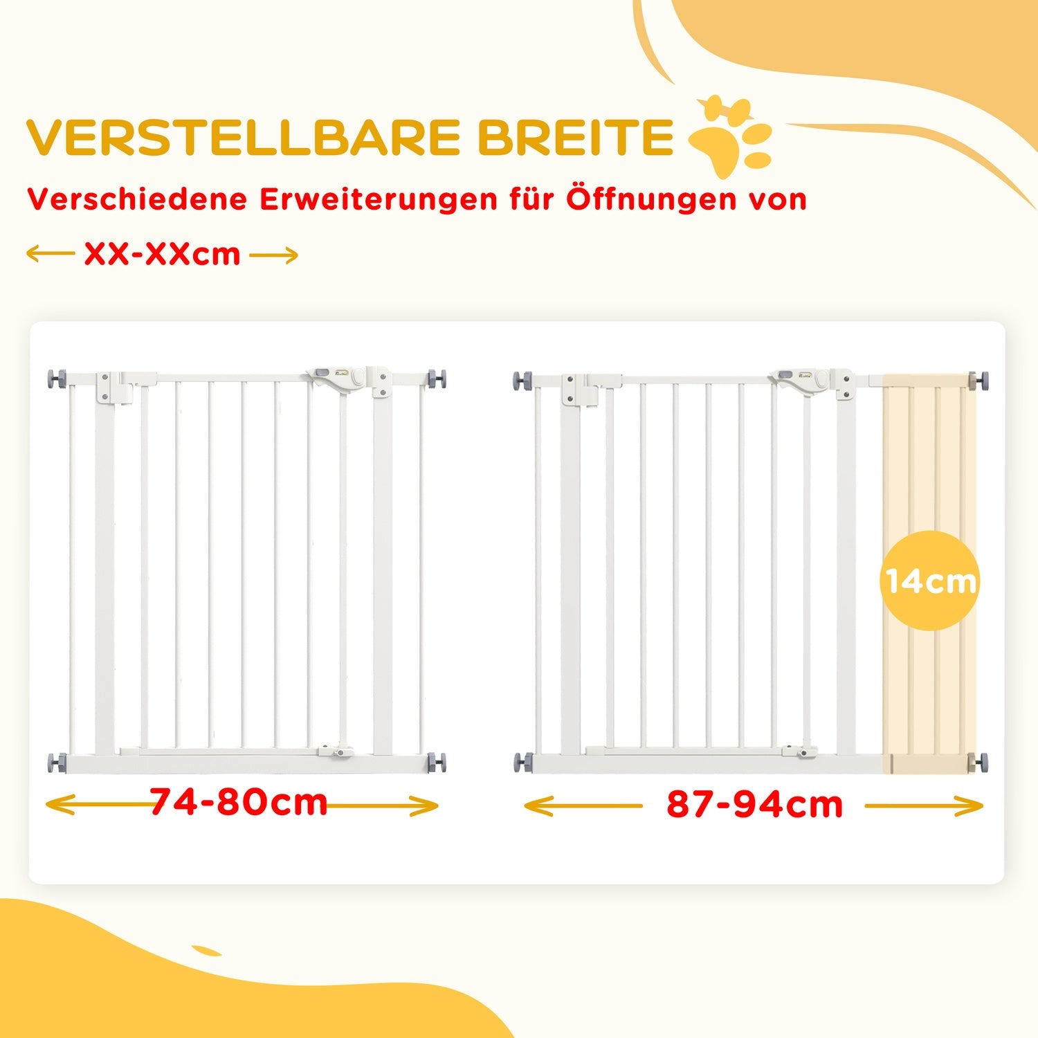 Dog Safety Gate – Expanderbar metall, No-Drill, 74-94 cm
