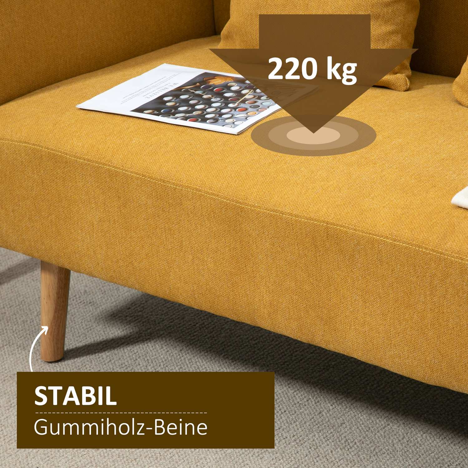 Kompakt dubbel Loveseat-soffa – Justerbar, sammetslen polyester