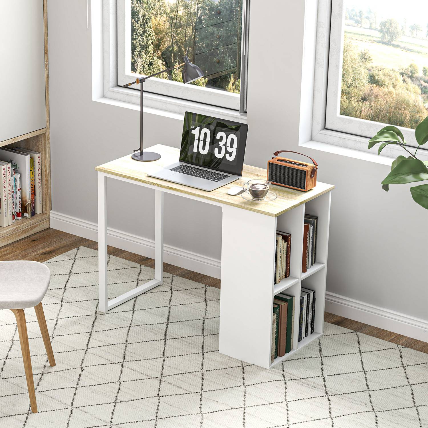 Ek Skrivbord med förvaring – Modern Stålstomme, 100x54x75 cm