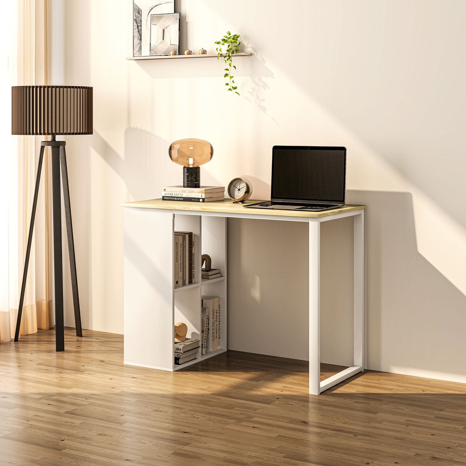 Ek Skrivbord med förvaring – Modern Stålstomme, 100x54x75 cm