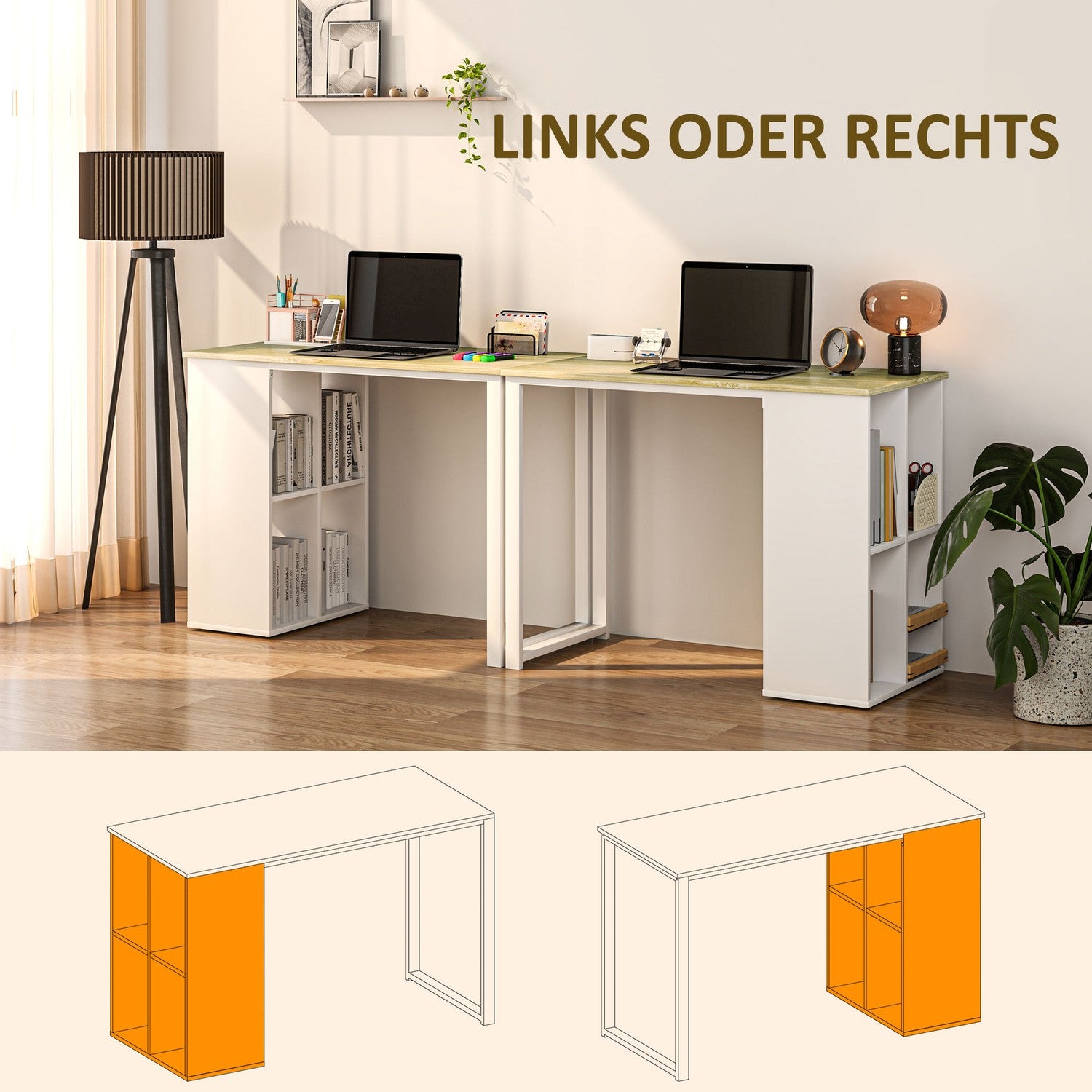 Ek Skrivbord med förvaring – Modern Stålstomme, 100x54x75 cm