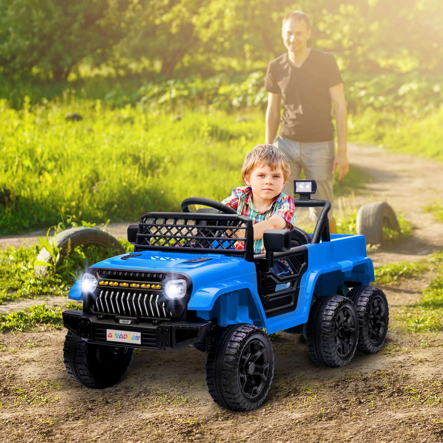 Barns 12V elektrisk terrängbil med fjärrkontroll och LED-ljus