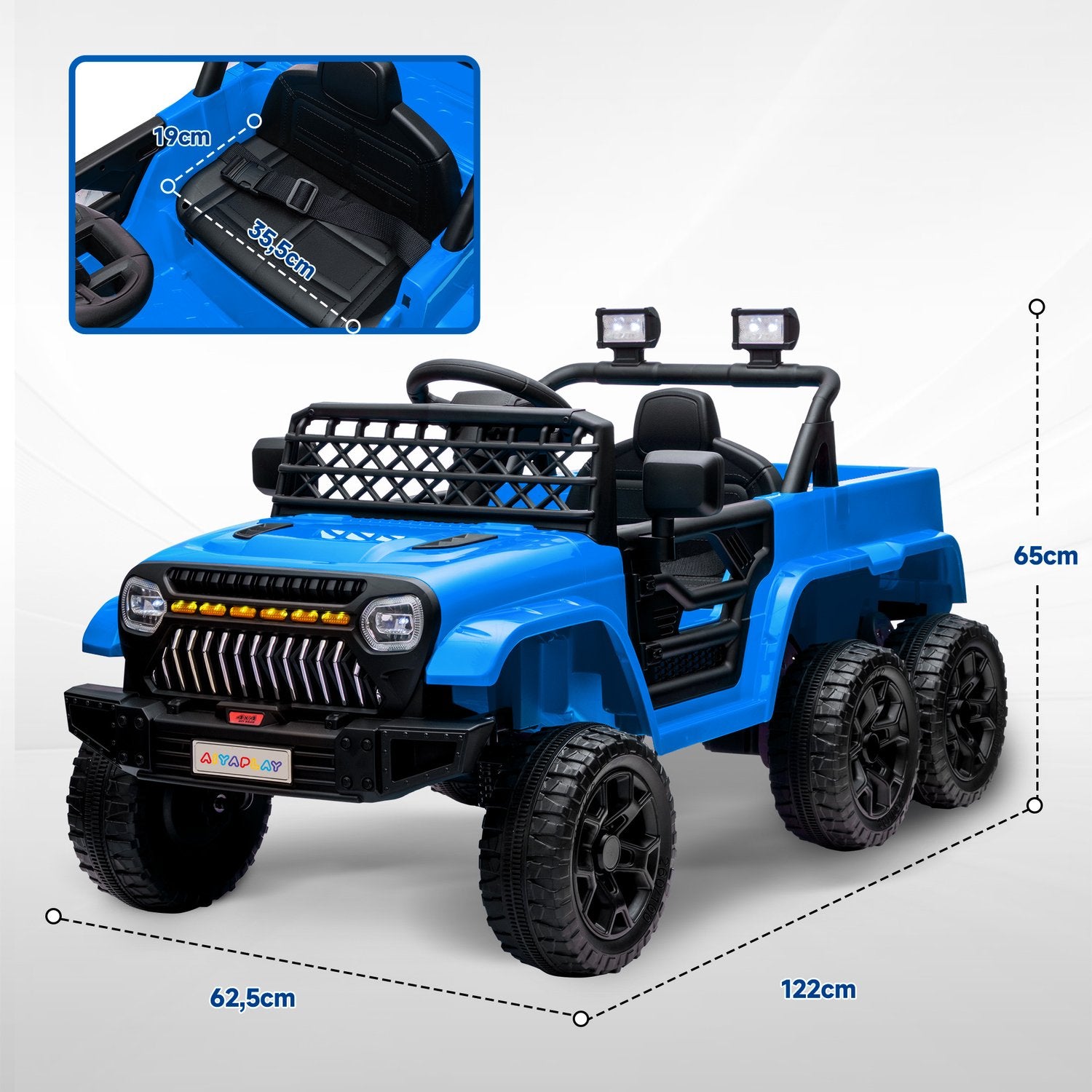 Barns 12V elektrisk terrängbil med fjärrkontroll och LED-ljus