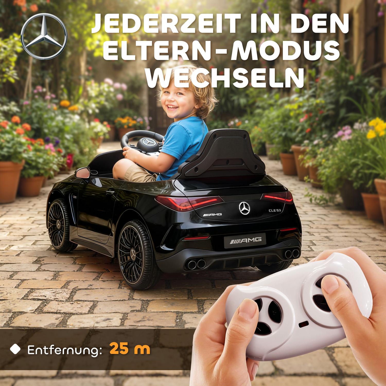 Elbil för barn, Mercedes Design, 12V, Fjärrkontroll, Svart