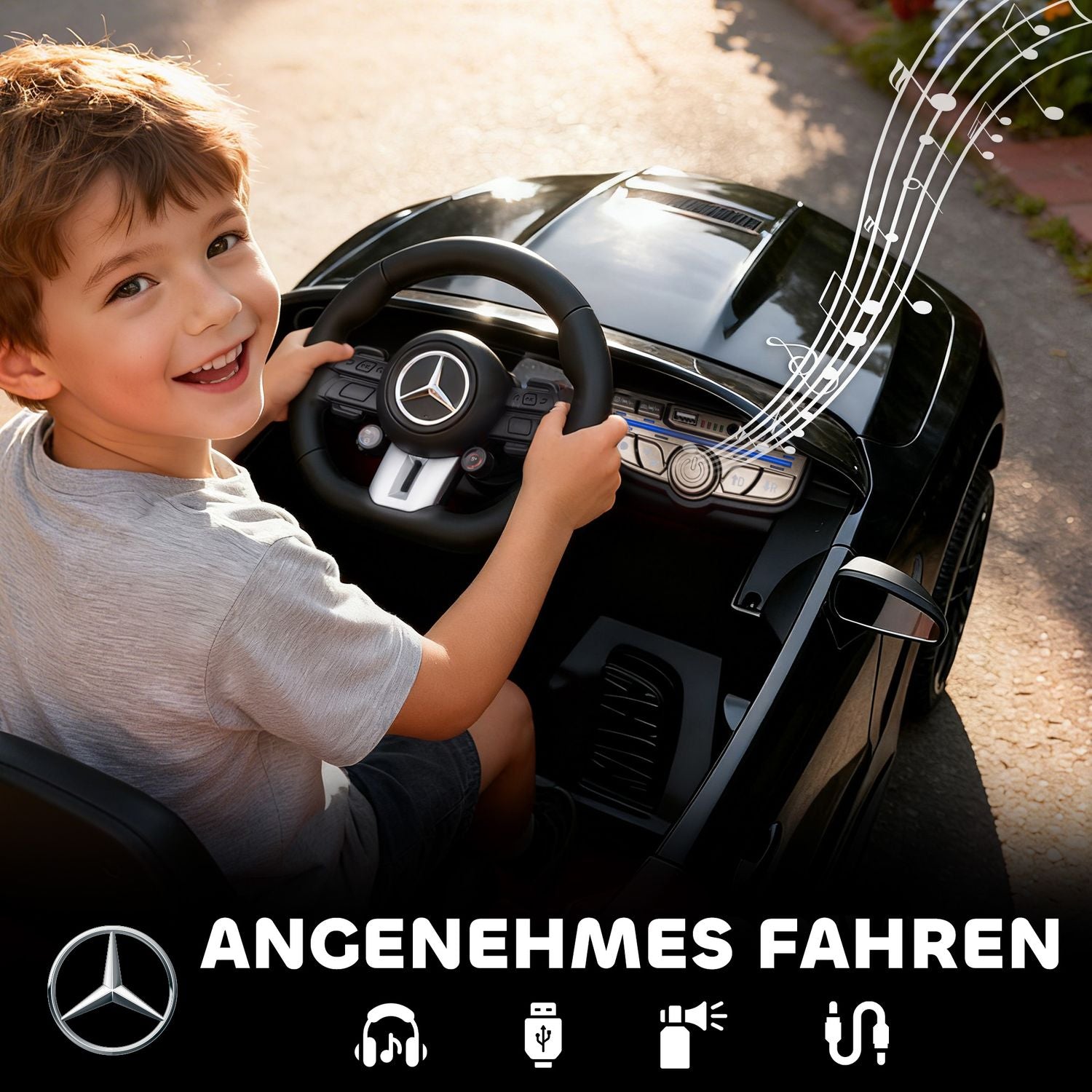 Elbil för barn, Mercedes Design, 12V, Fjärrkontroll, Svart