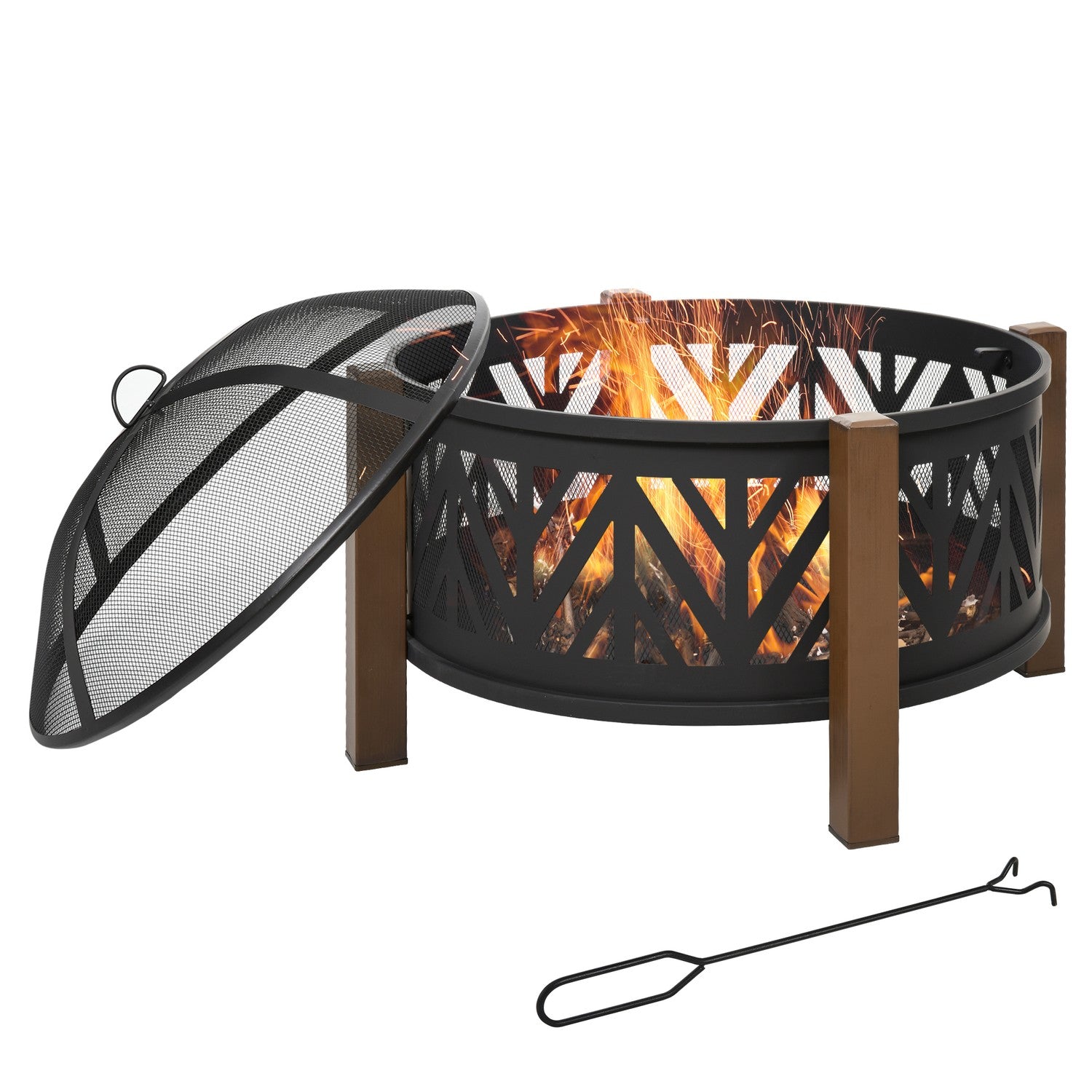 Eldskål Grill & Eldkorg med gnistskydd, 78x60cm