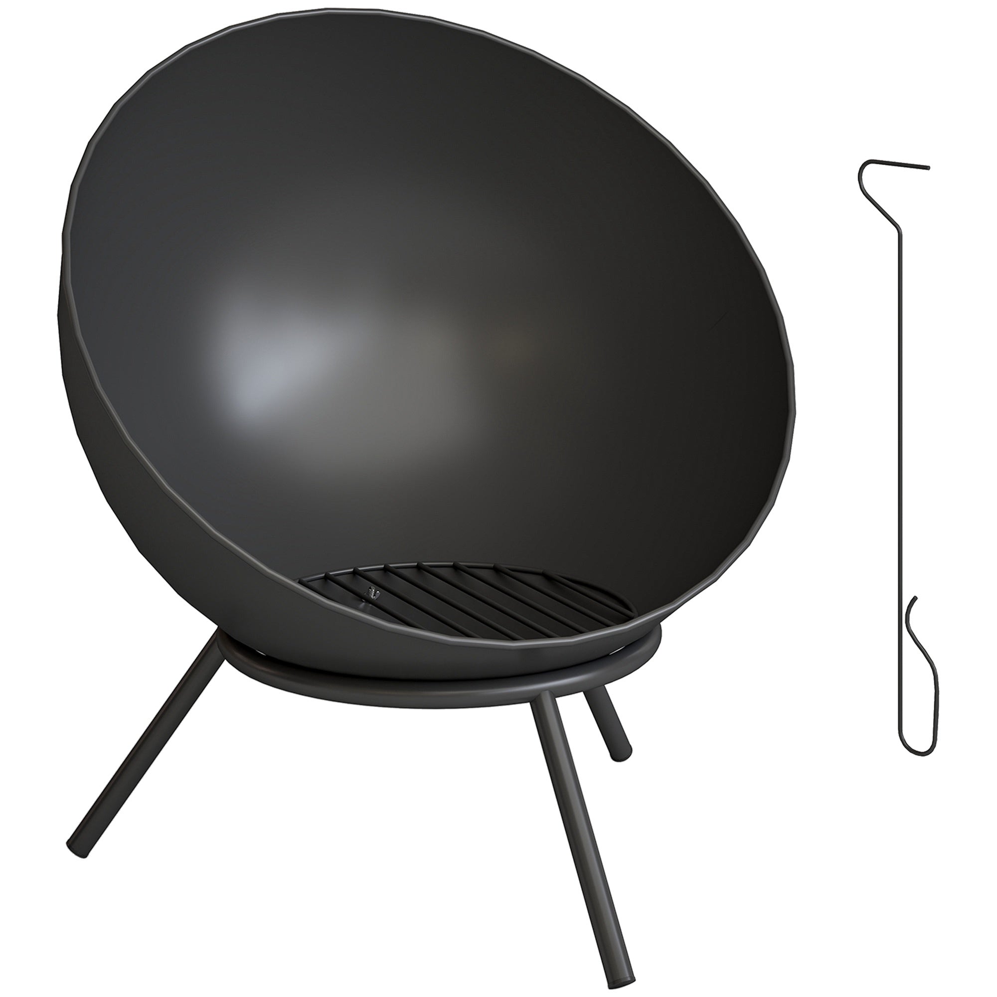 Eldstad i metall för utomhusbruk, 60 cm, svart, enkel montering