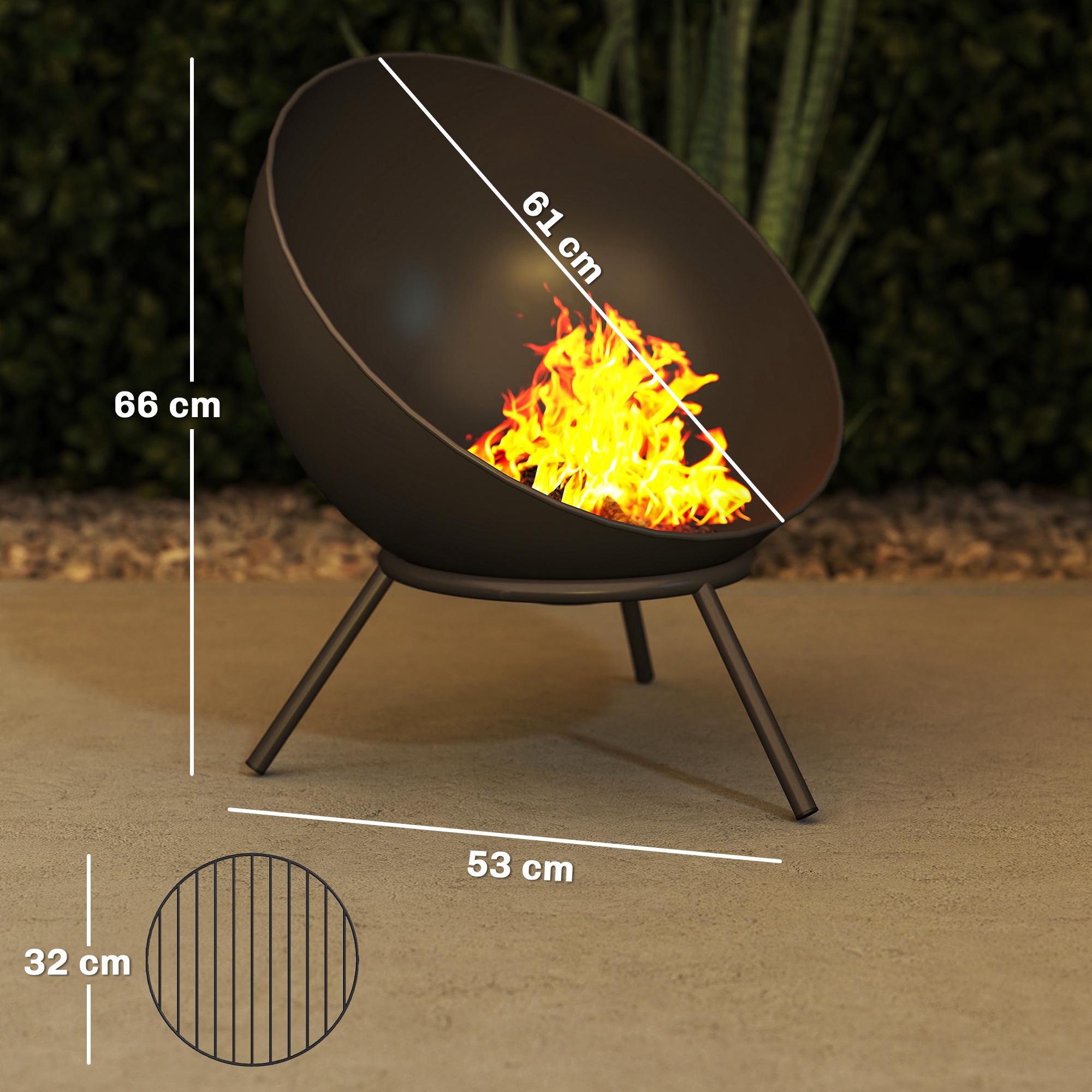 Eldstad i metall för utomhusbruk, 60 cm, svart, enkel montering