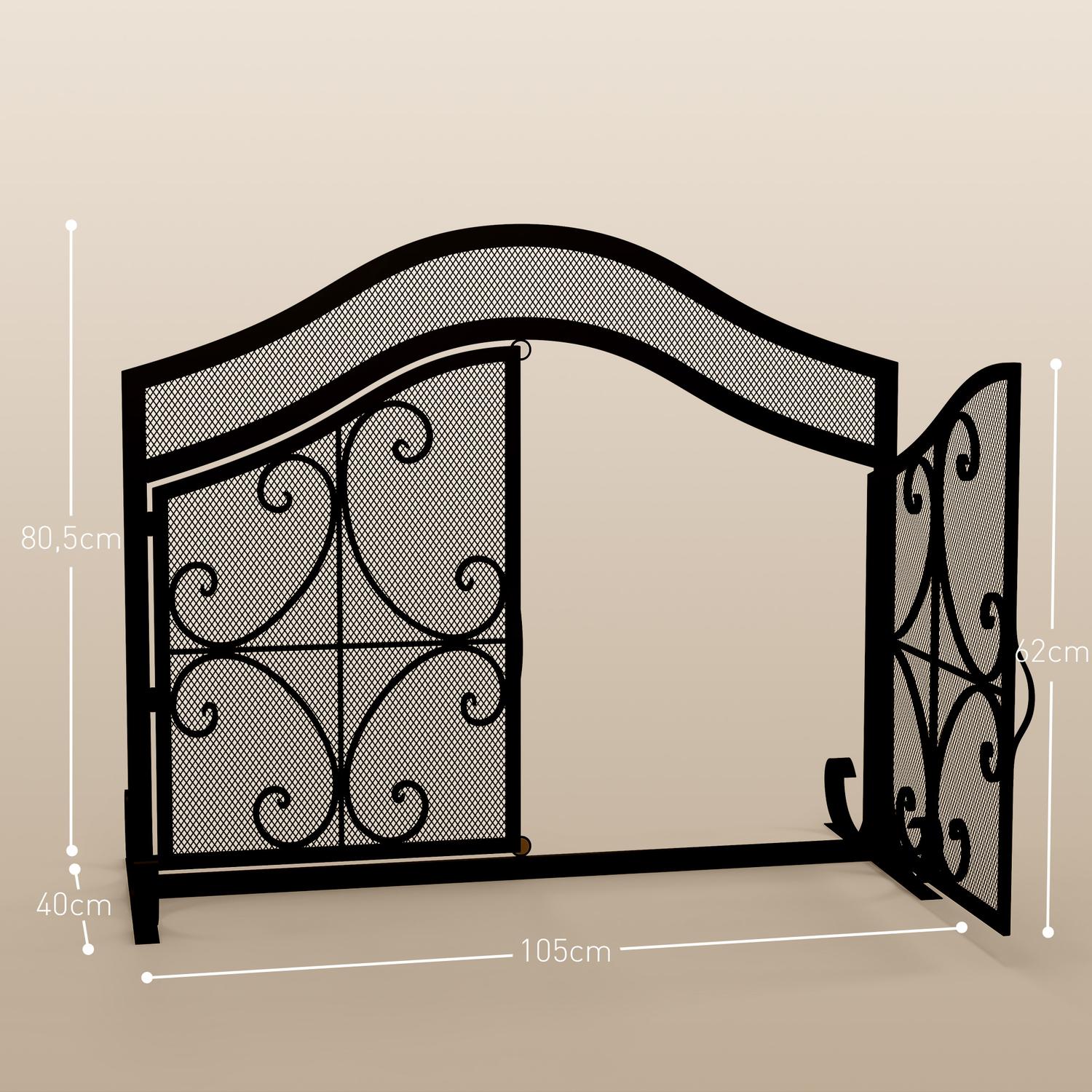 Eldstadsskydd & Grind – Magnetstål, Svart 105x80,5 cm