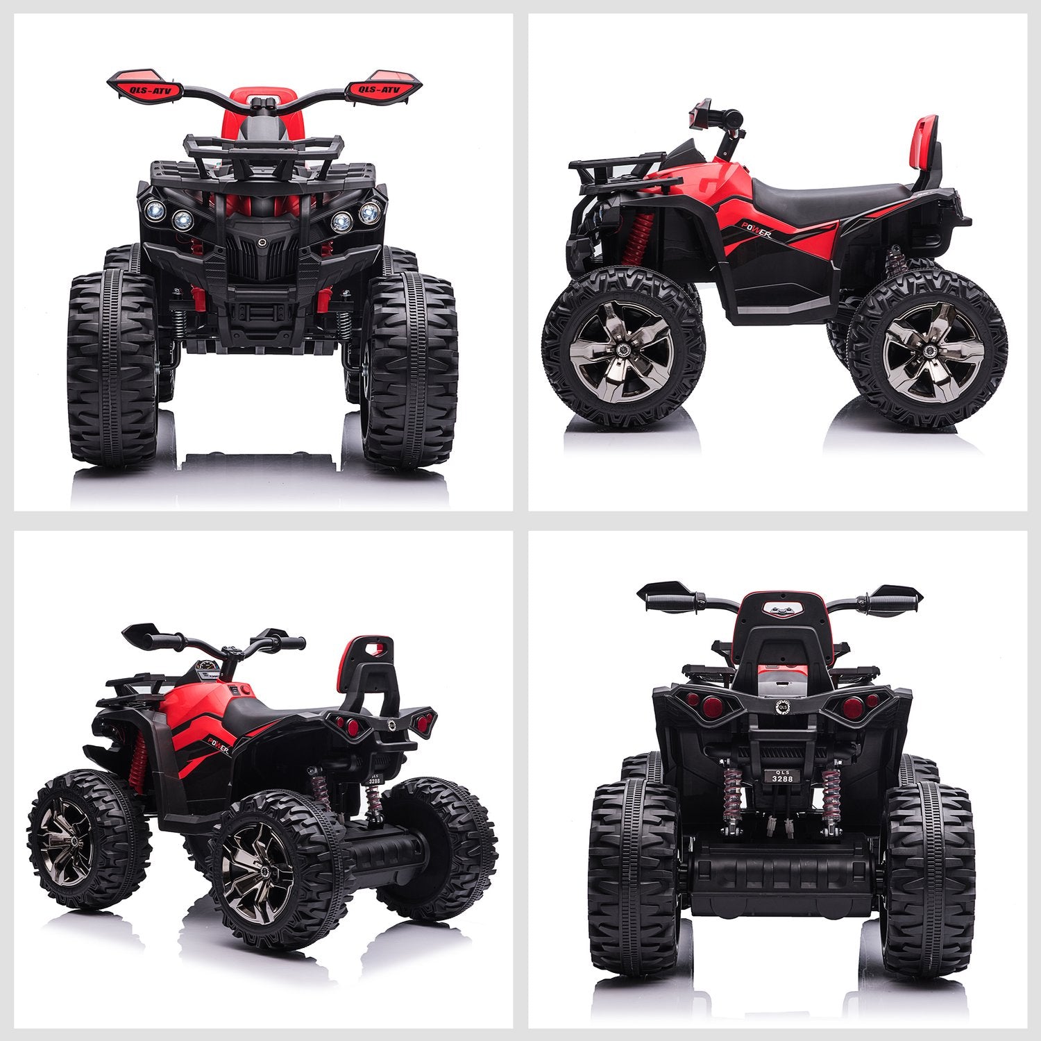 Electric Kids Quad 12V, Strålkastare, USB & MP3, Röd