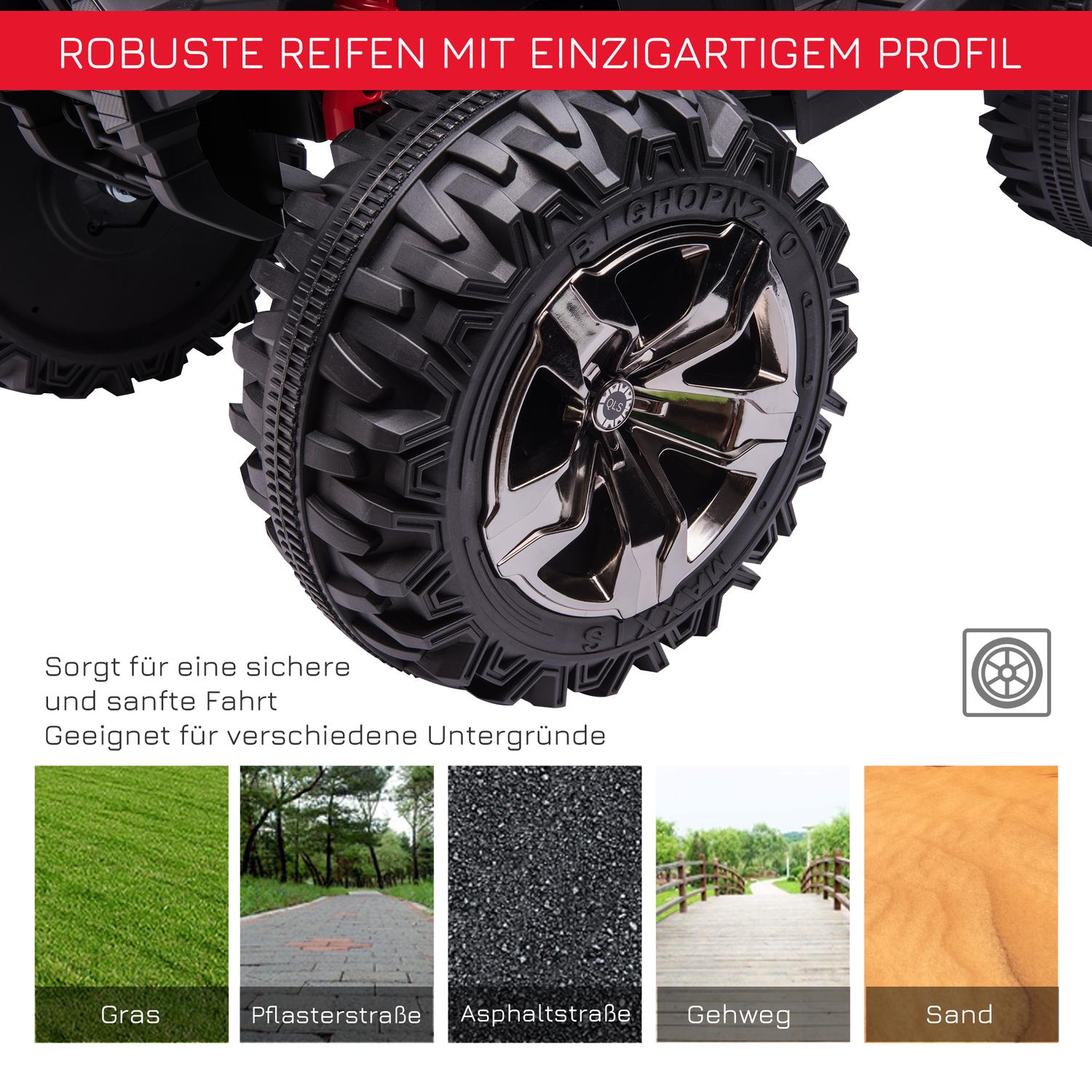 Electric Kids Quad 12V, Strålkastare, USB & MP3, Röd