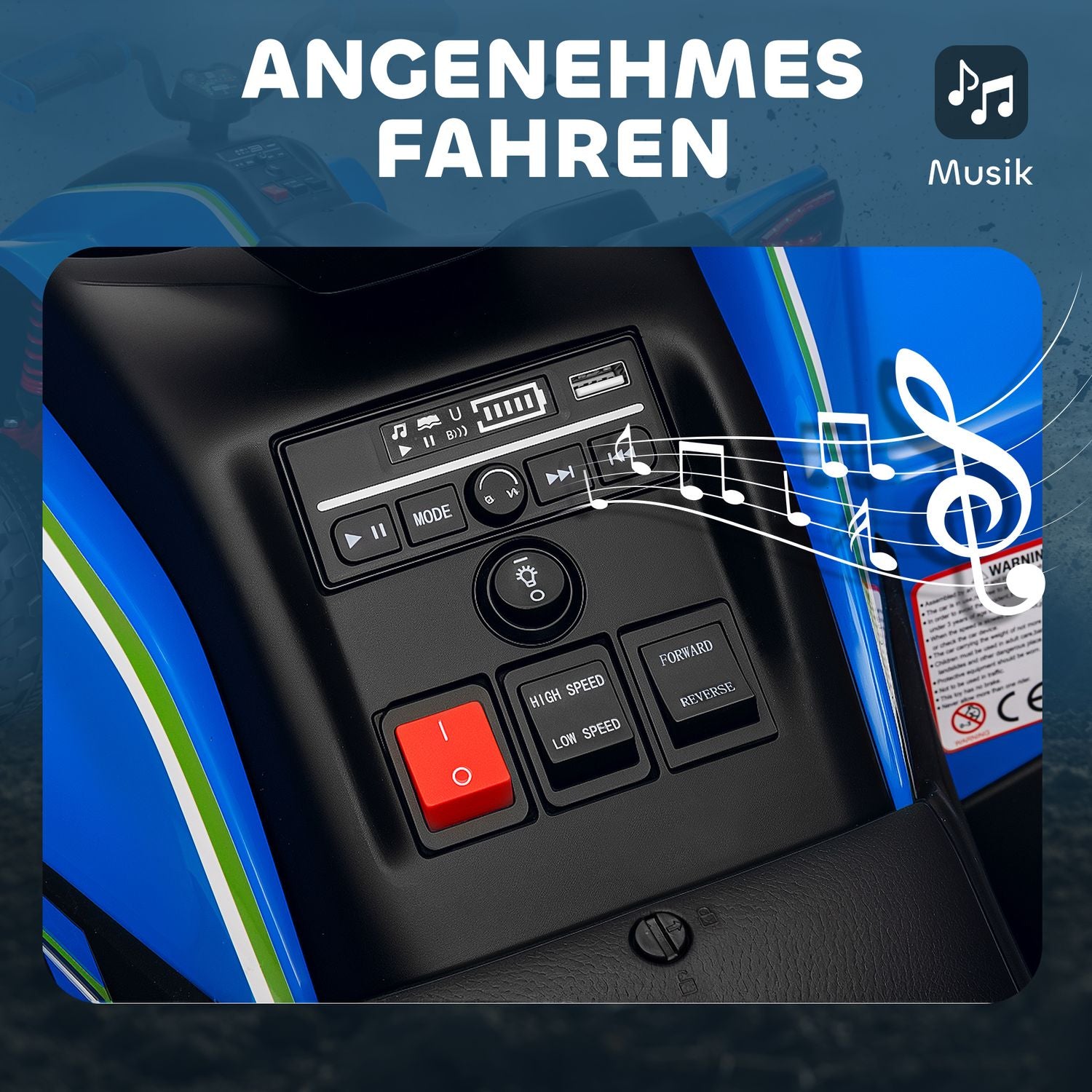 Elektrisk Quad för barn – 12V, LED-lampor, USB och musik