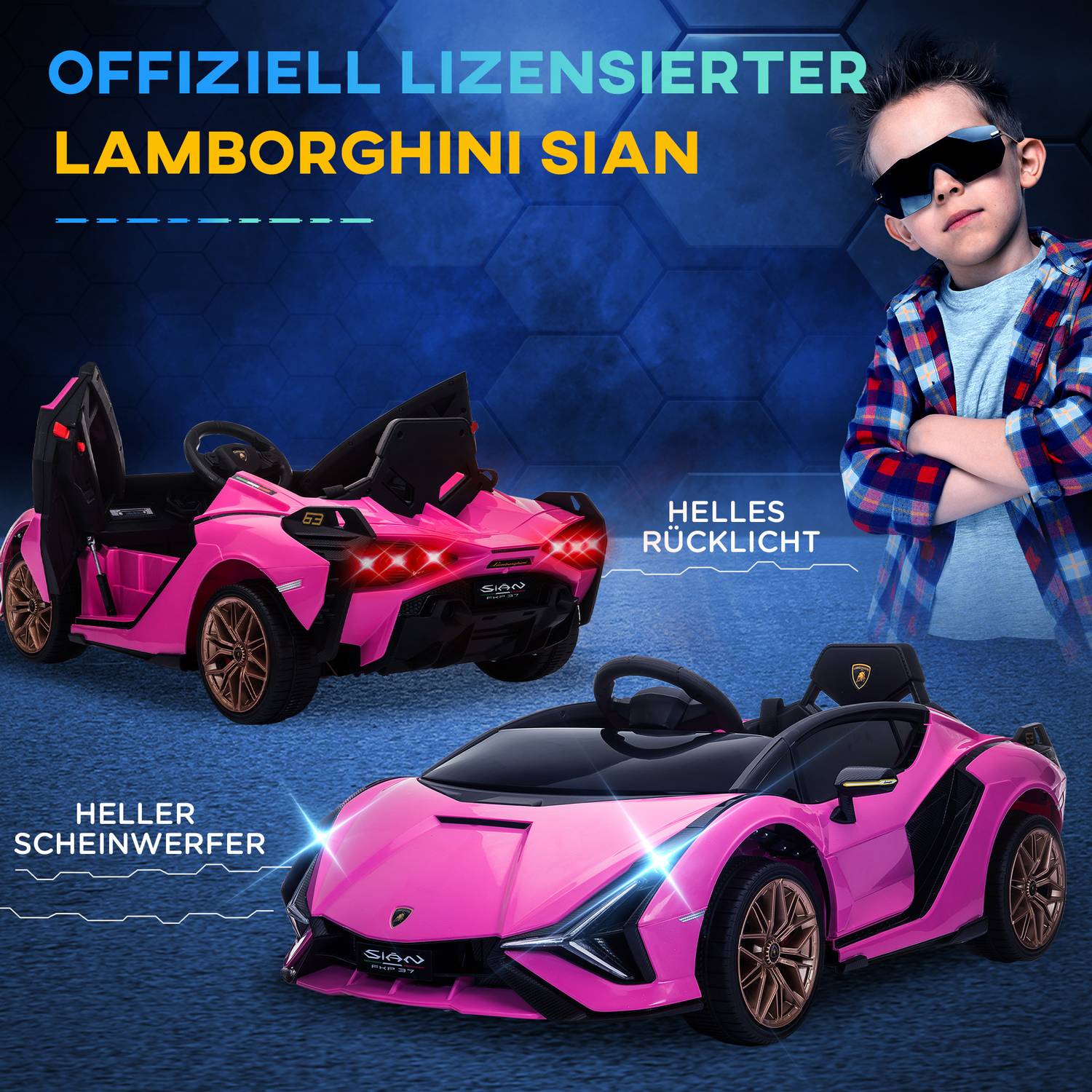 Rosa elektrisk SUV-bil för barn – 3 växlar, MP3, fjärrkontroll