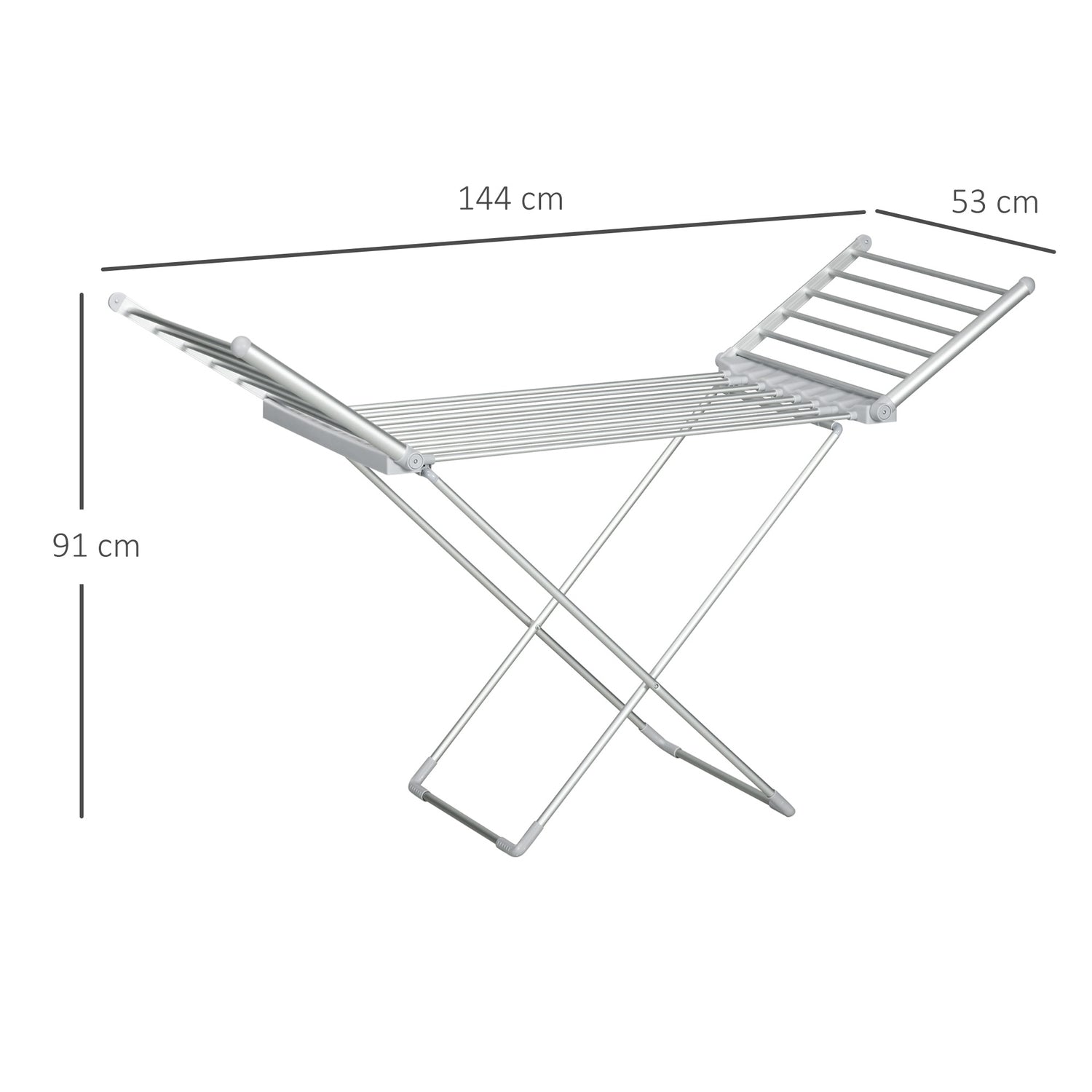 Uppvärmd hopfällbar klädluftare – justerbar temperatur, aluminium