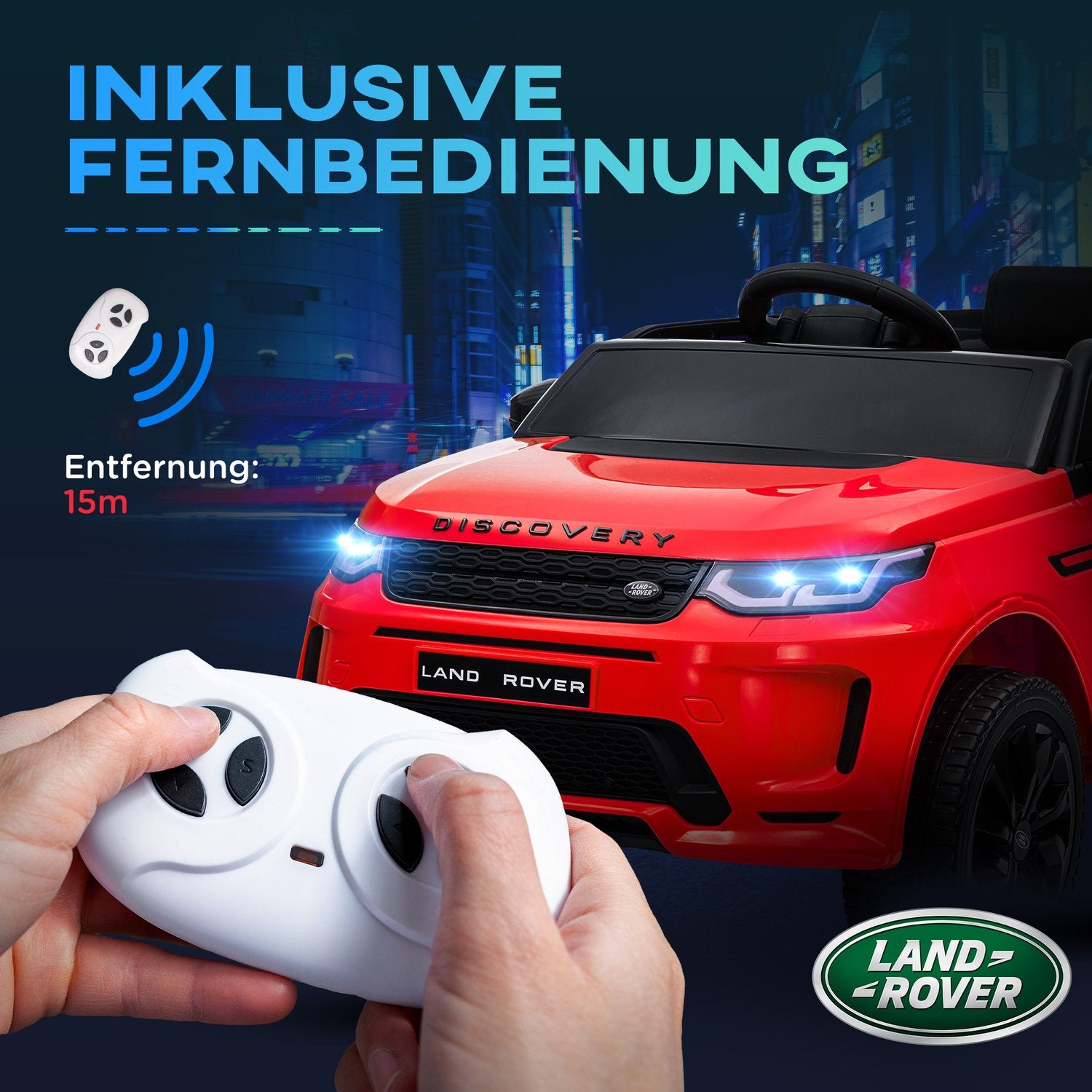 Elektrisk barnbil 12V med fjärrkontroll, LED-lampor, röd