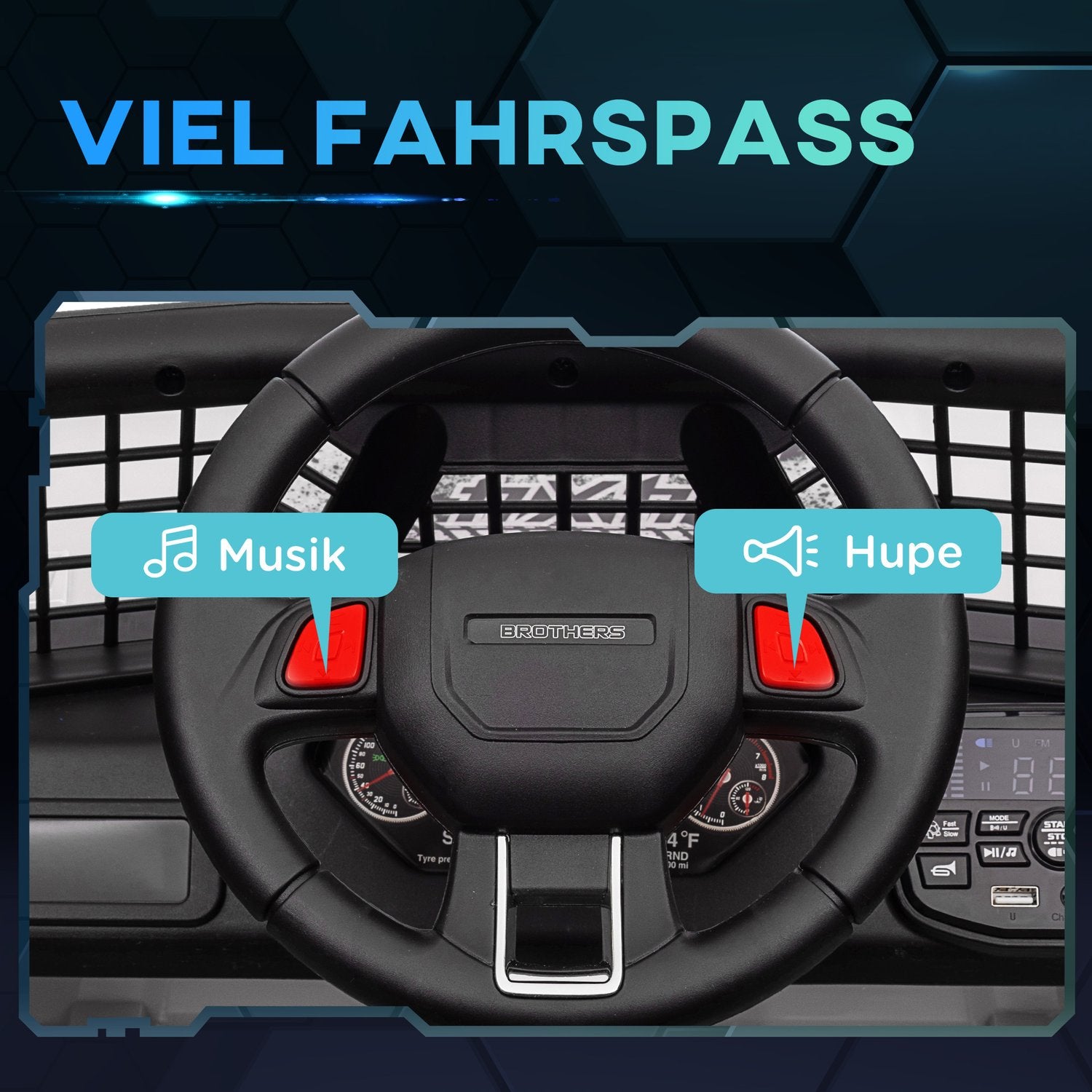 Elektrisk barnbil 12V – terräng, musik, fjärrkontroll