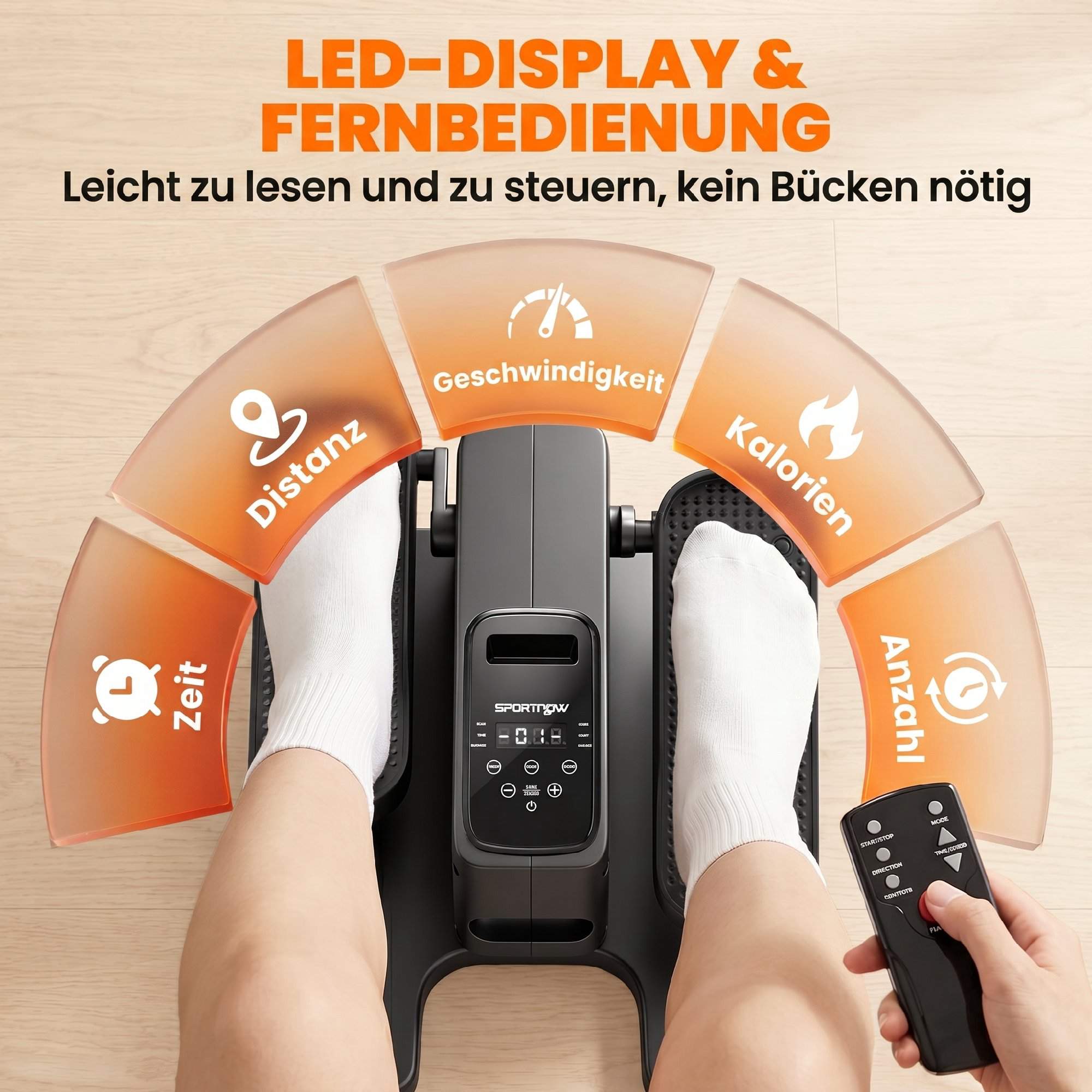 Elektrisk crosstrainer för underbord, fjärrkontroll, LED, 12 hastigheter