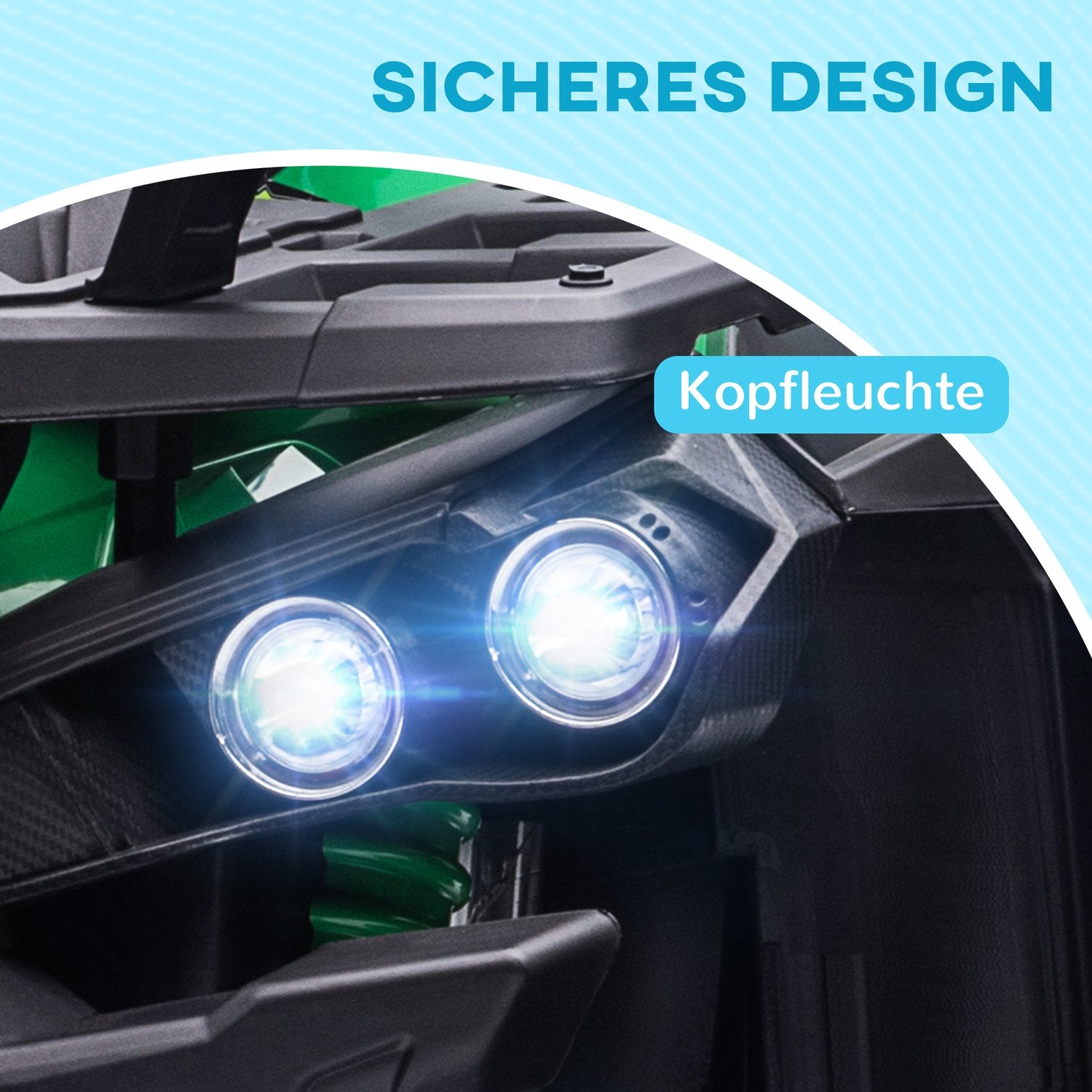 Elektrisk fyrhjuling för barn, framåt & bakåt, MP3 & strålkastare