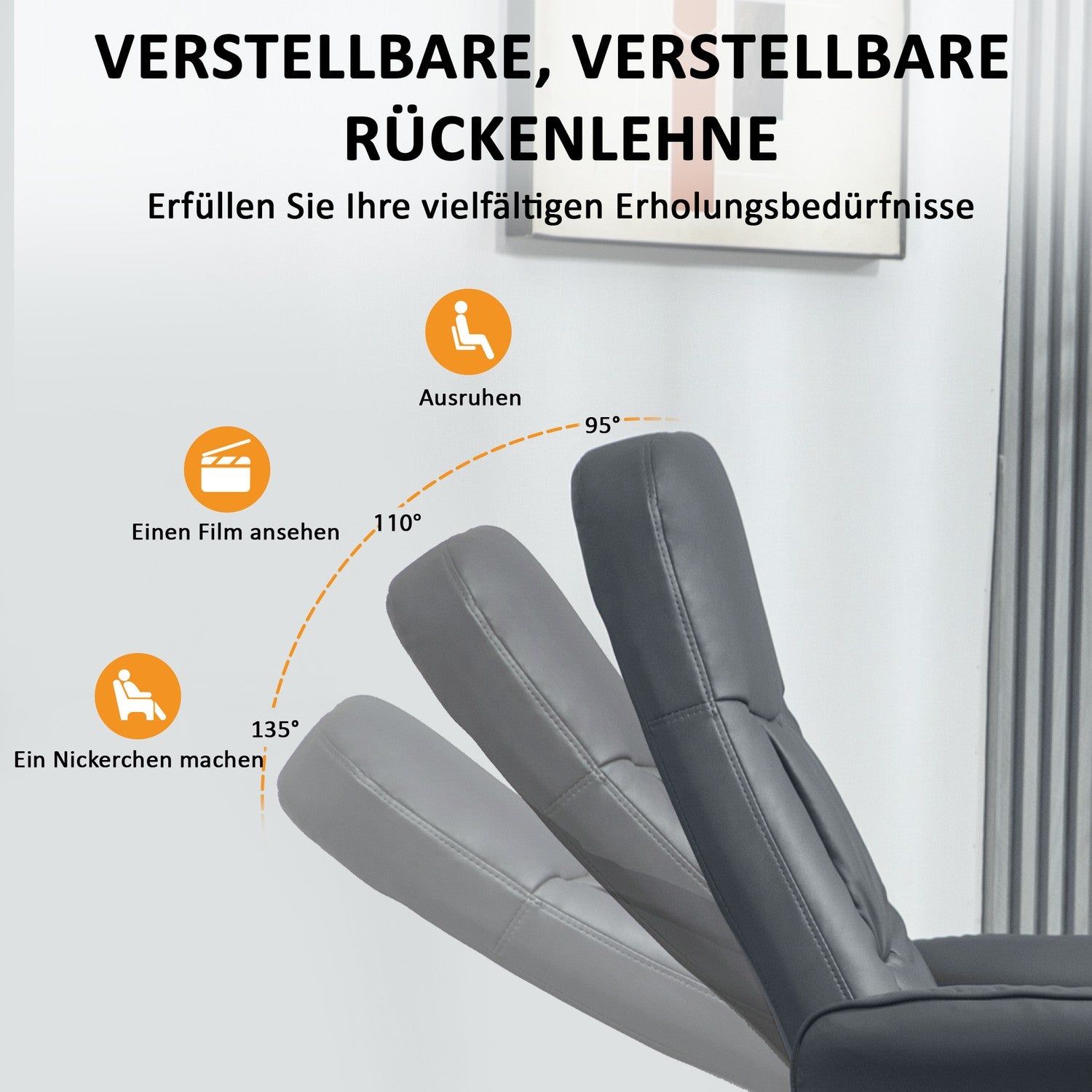 Elektrisk massagefåtölj, konstläder, mörkgrå