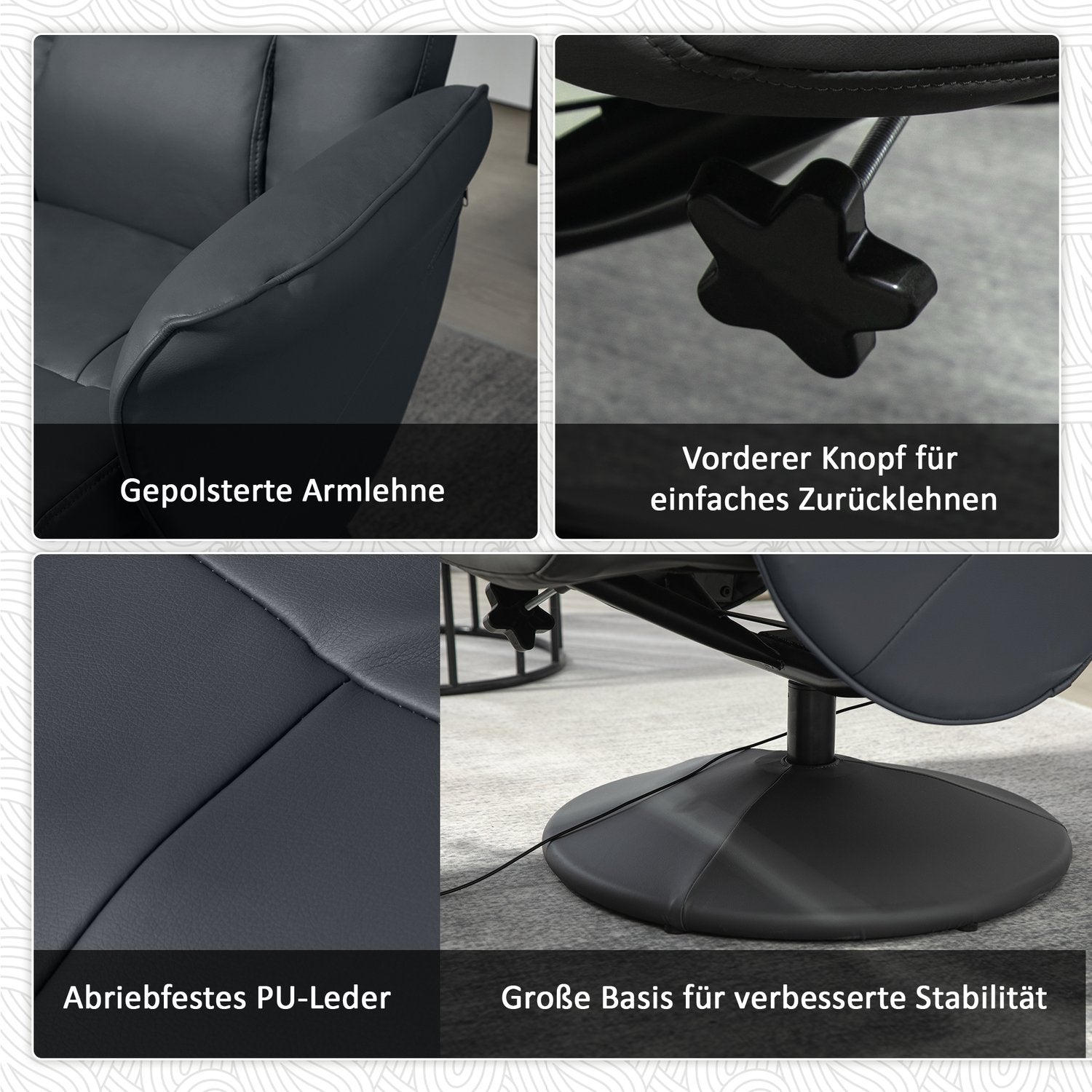 Elektrisk massagefåtölj, konstläder, mörkgrå