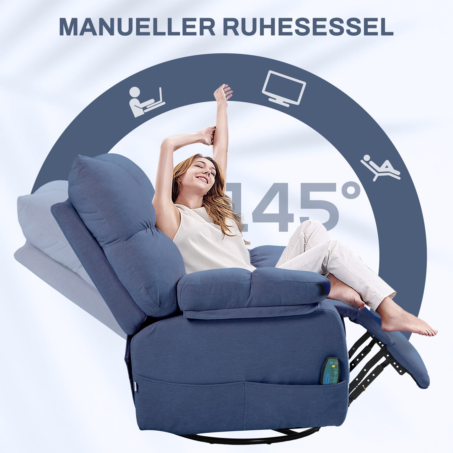 Elektrisk massagefåtölj med värme och vridbar