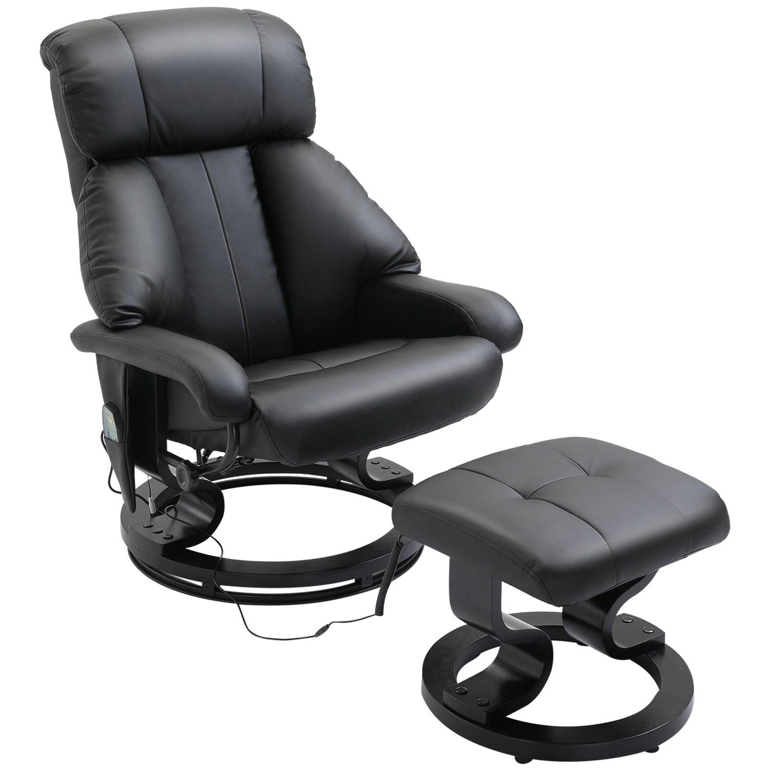 Elektrisk massagestol med fotpall – Svart