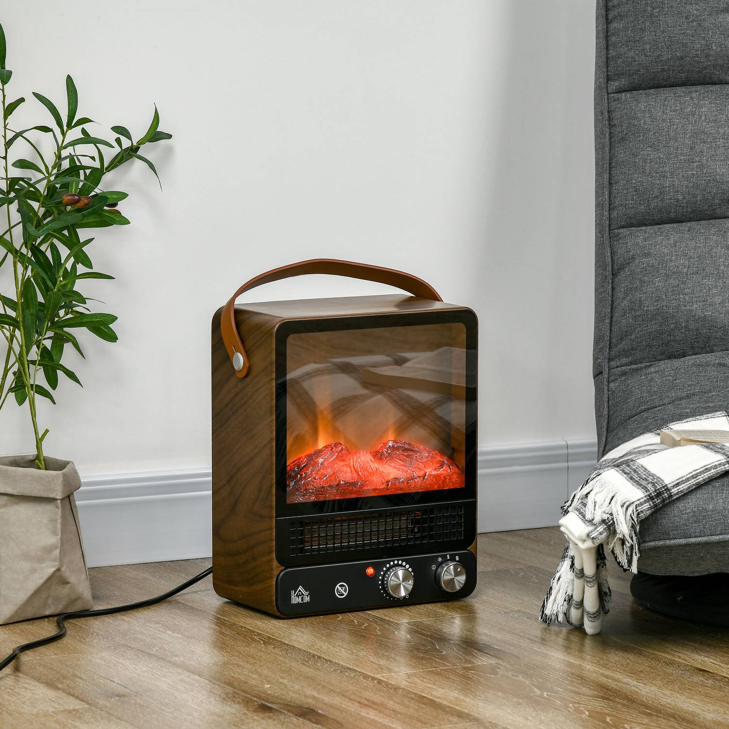 Elspis 750/1500W, Flameffekt, Lågt ljud