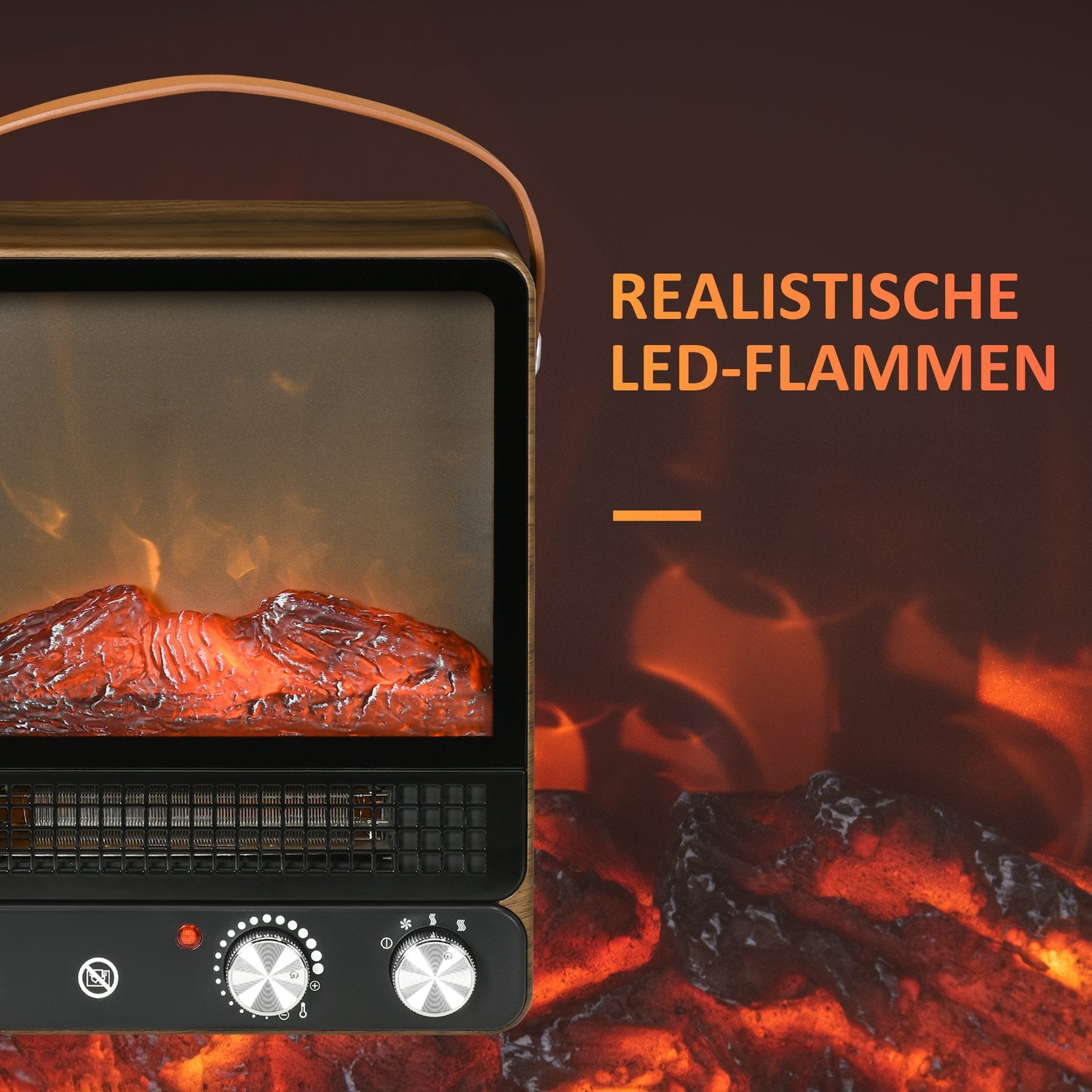 Elspis 750/1500W, Flameffekt, Lågt ljud