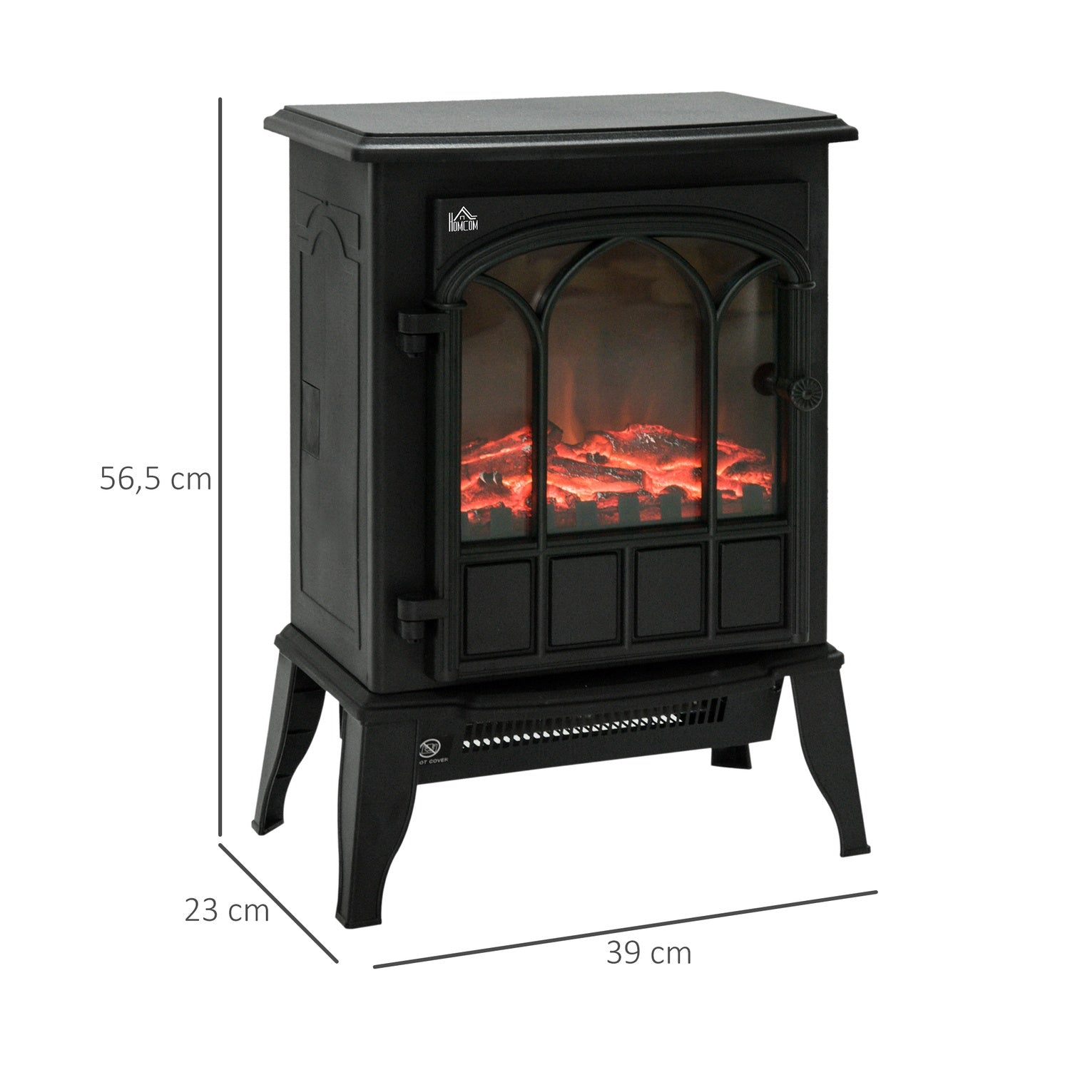 Elektrisk öppen spis, 2000W, LED-flamma, Lågbrus, Metallsäkerhet