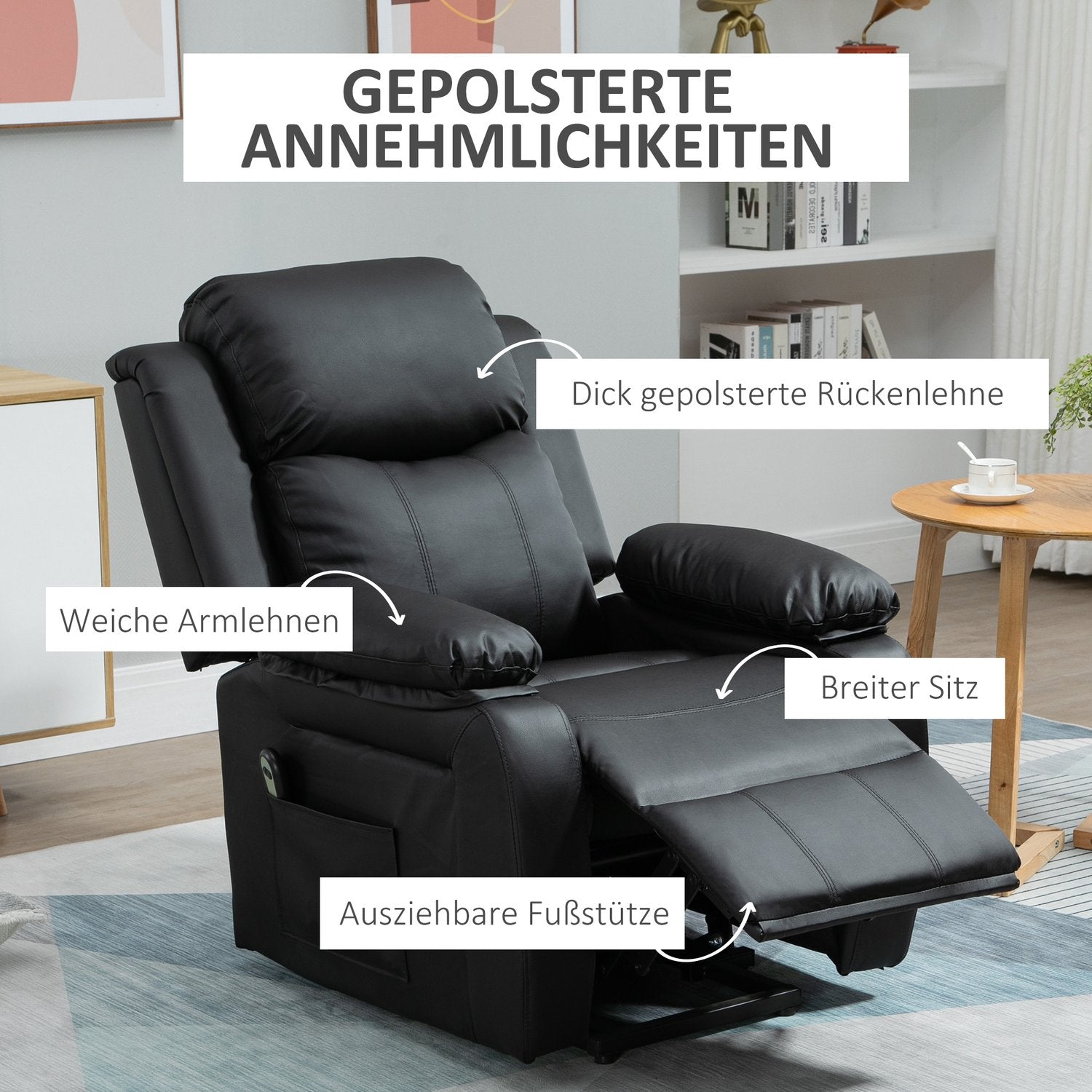Elektrisk vilstol i konstläder med uppställningshjälp